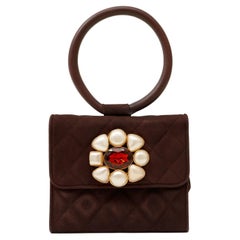 Chanel Dark Brown Suede Gripoix Jewels Evening Bag