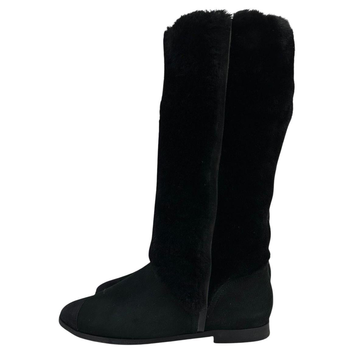 Chanel Winter Suede Fur Boots Sz.40.5