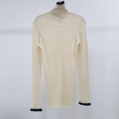 Chanel Wite Black Cashmere Turtleneck Sweater
