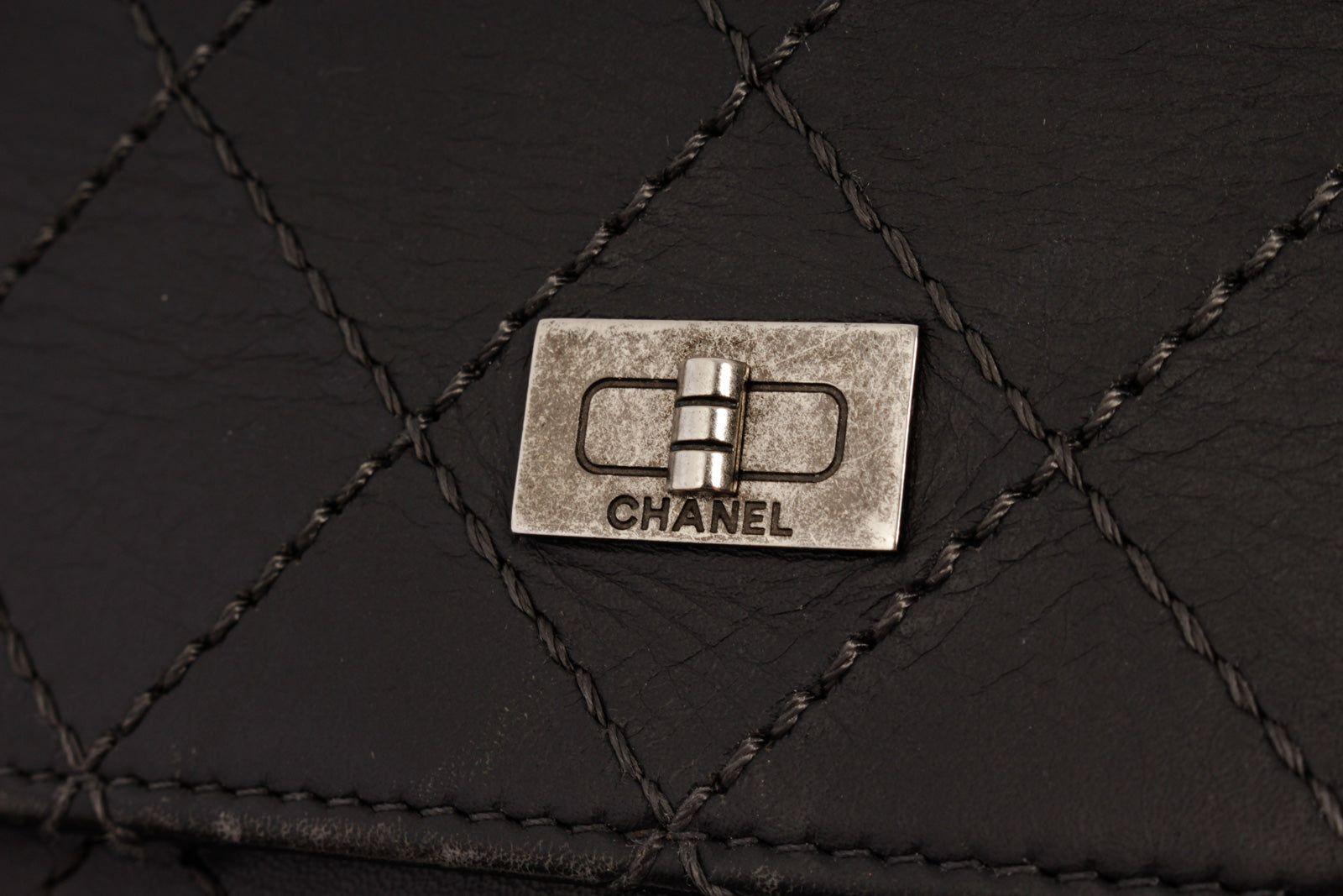 Women's Chanel WOC Black Lambskin Leather Reissue Chain Wallet