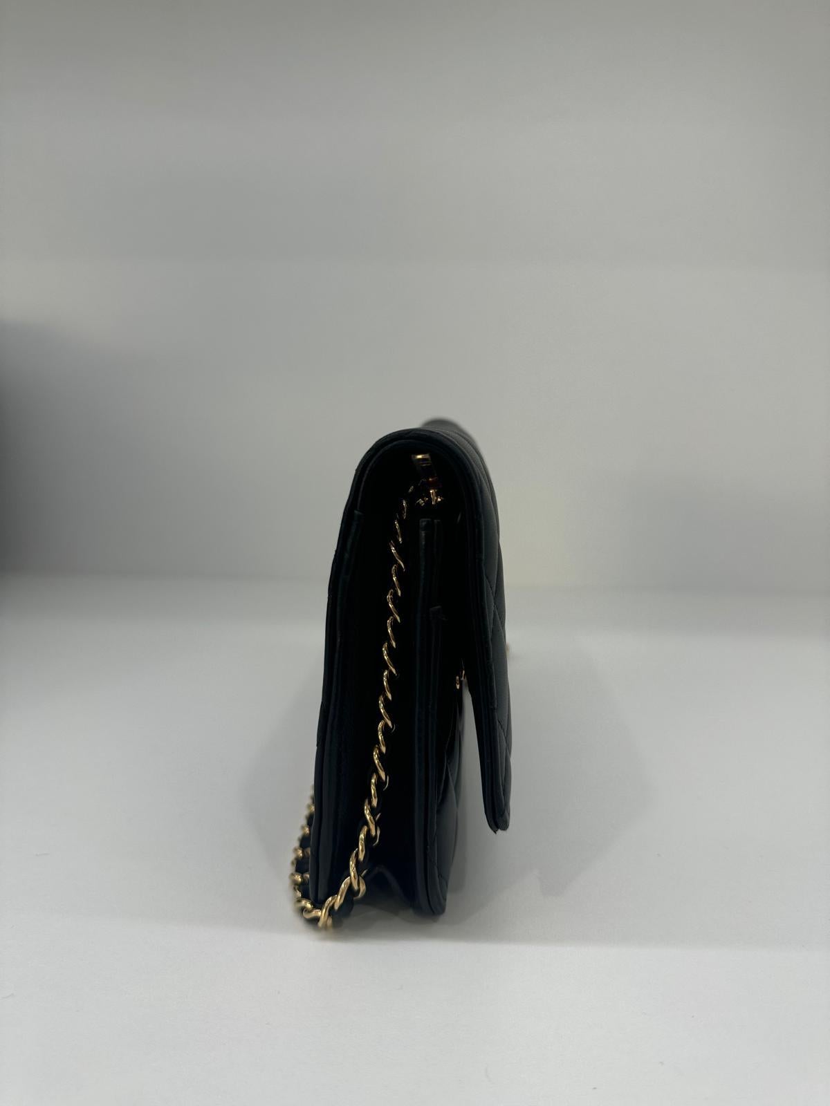 Chanel WOC Lambskin Black GHW For Sale 1