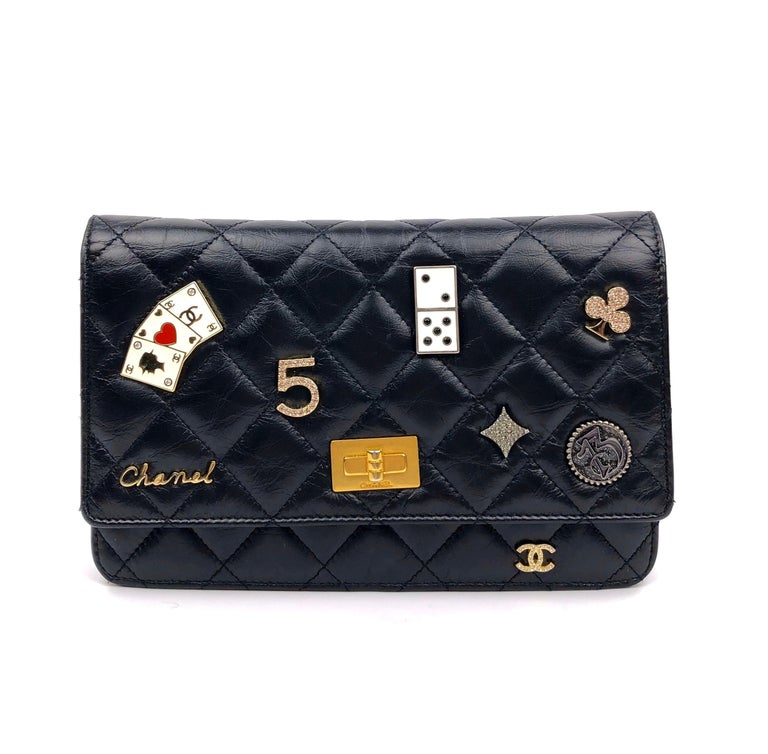 Chanel WOC Reissue 2.55 Black Lucky Charms Casino Aged Calfskin Wallet