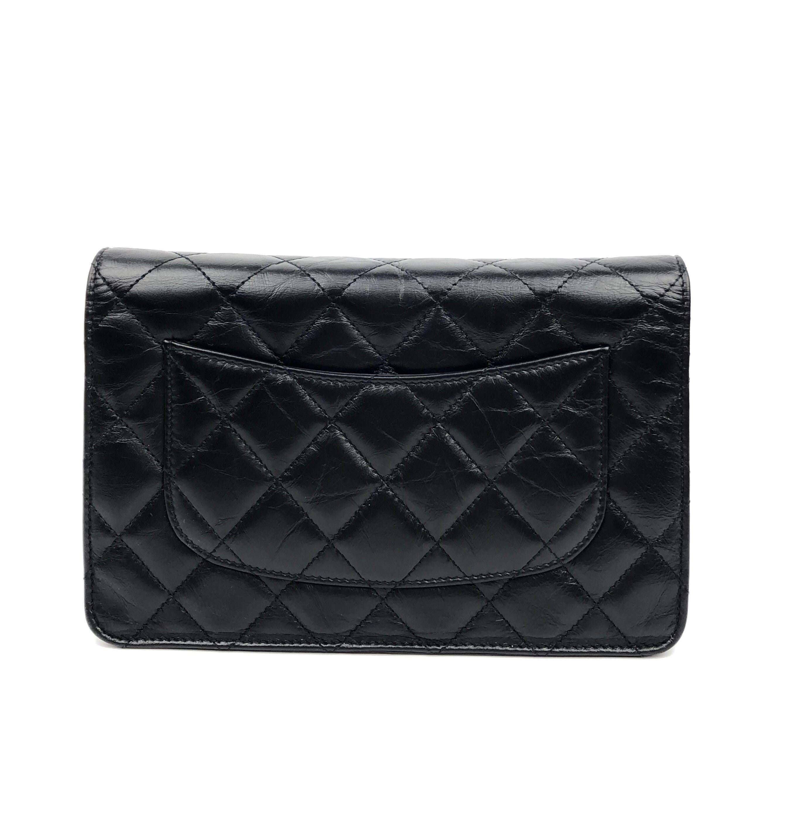 Women's or Men's Chanel WOC Reissue 2.55 Black Lucky Charms Casino Aged Calfskin Wallet On Chain