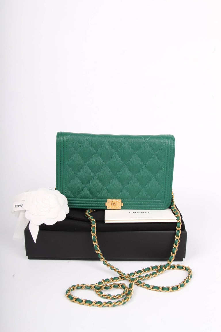 Chanel WOC Wallet on Chain Boy Bag emerald green at 1stDibs emerald