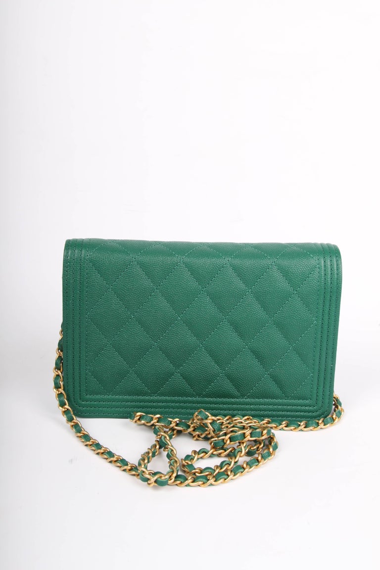 Chanel WOC Wallet on Chain Boy Bag emerald green at 1stDibs emerald