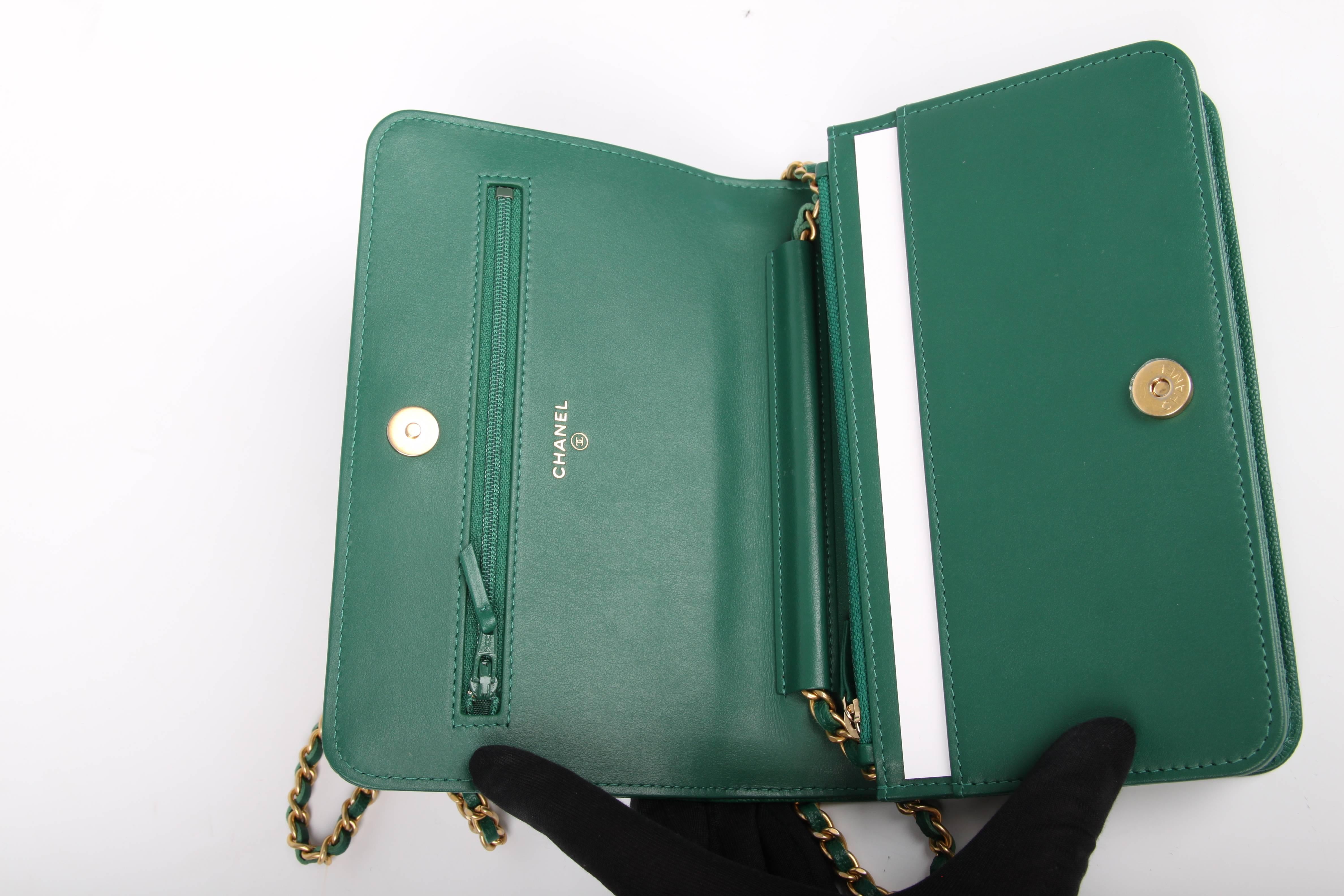 Green Chanel WOC Wallet on Chain Boy Bag - emerald green