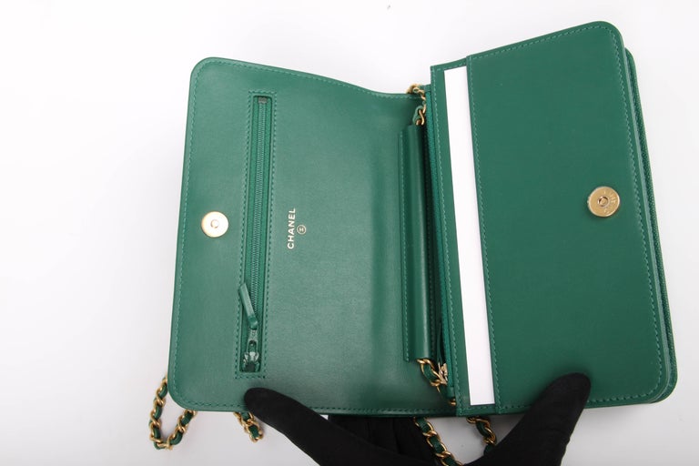 Chanel WOC Wallet on Chain Boy Bag - emerald green at 1stDibs