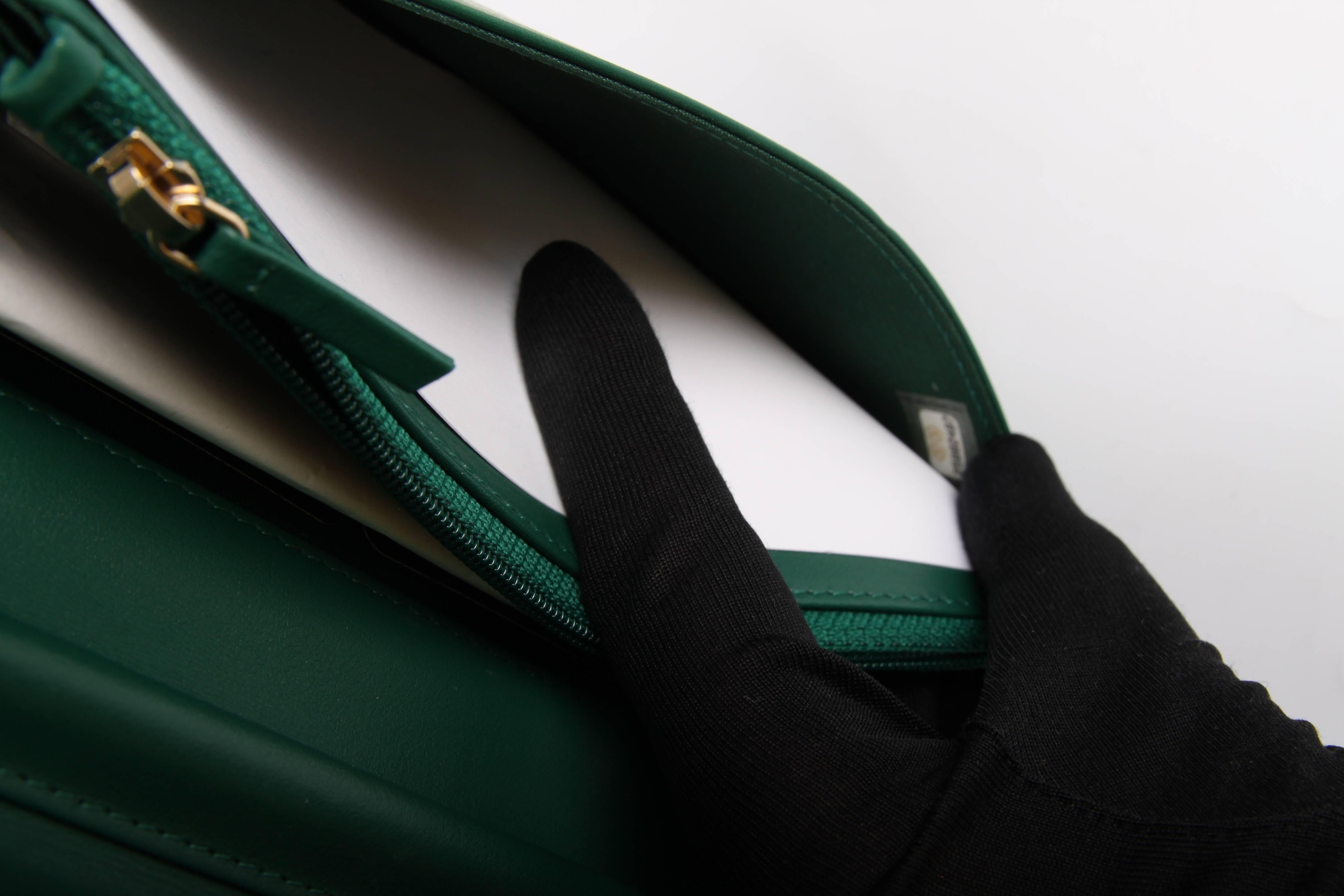 Women's Chanel WOC Wallet on Chain Boy Bag - emerald green