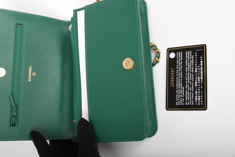 Chanel WOC Wallet on Chain Boy Bag emerald green at 1stDibs emerald