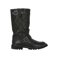 Chanel Woman Boots Black Leather IT 37.5