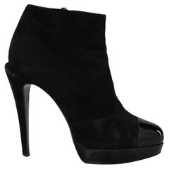 Chanel Women Ankle boots Black Leather EU 38.5