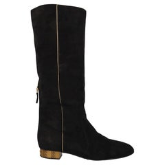 Chanel Women Boots Black Leather EU 40