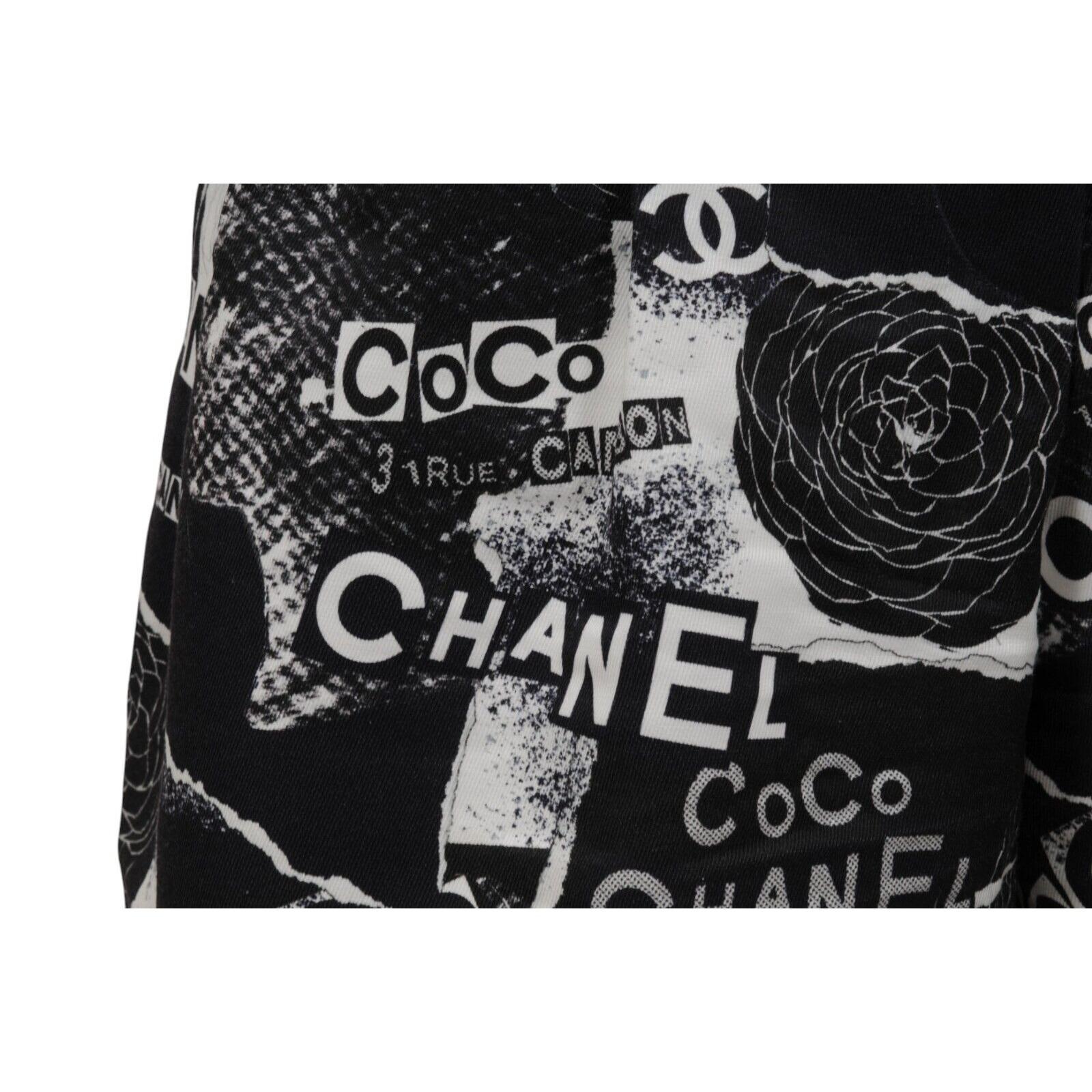 Chanel Frauen Camelia Floral CC Logo Shorts IT42 US10 Schwarz Weiß Seide Baumwolle im Zustand „Hervorragend“ im Angebot in North Miami, FL