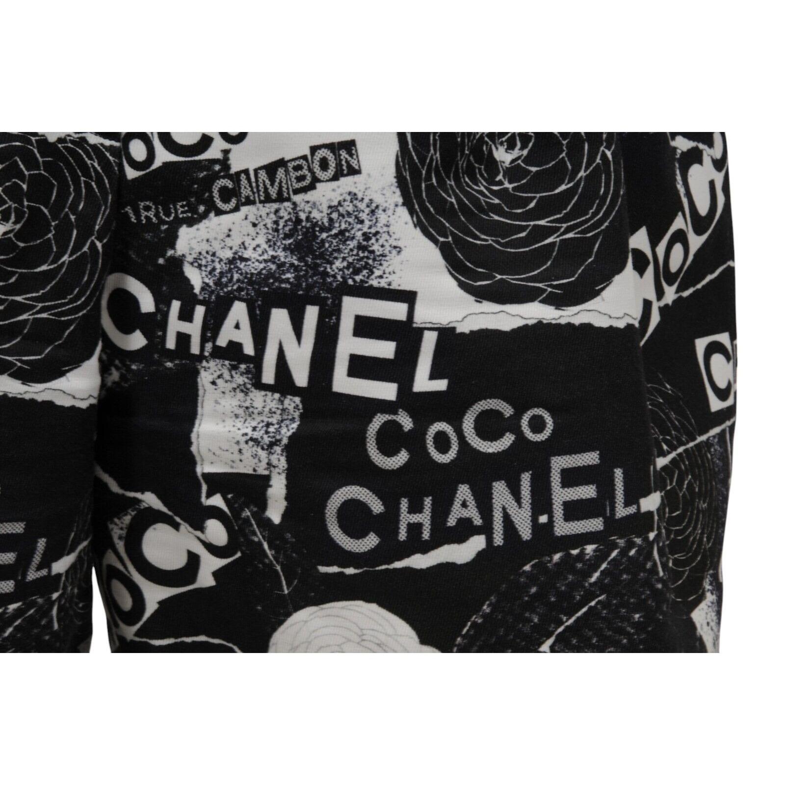 Chanel Frauen Camelia Floral CC Logo Shorts IT42 US10 Schwarz Weiß Seide Baumwolle Damen im Angebot