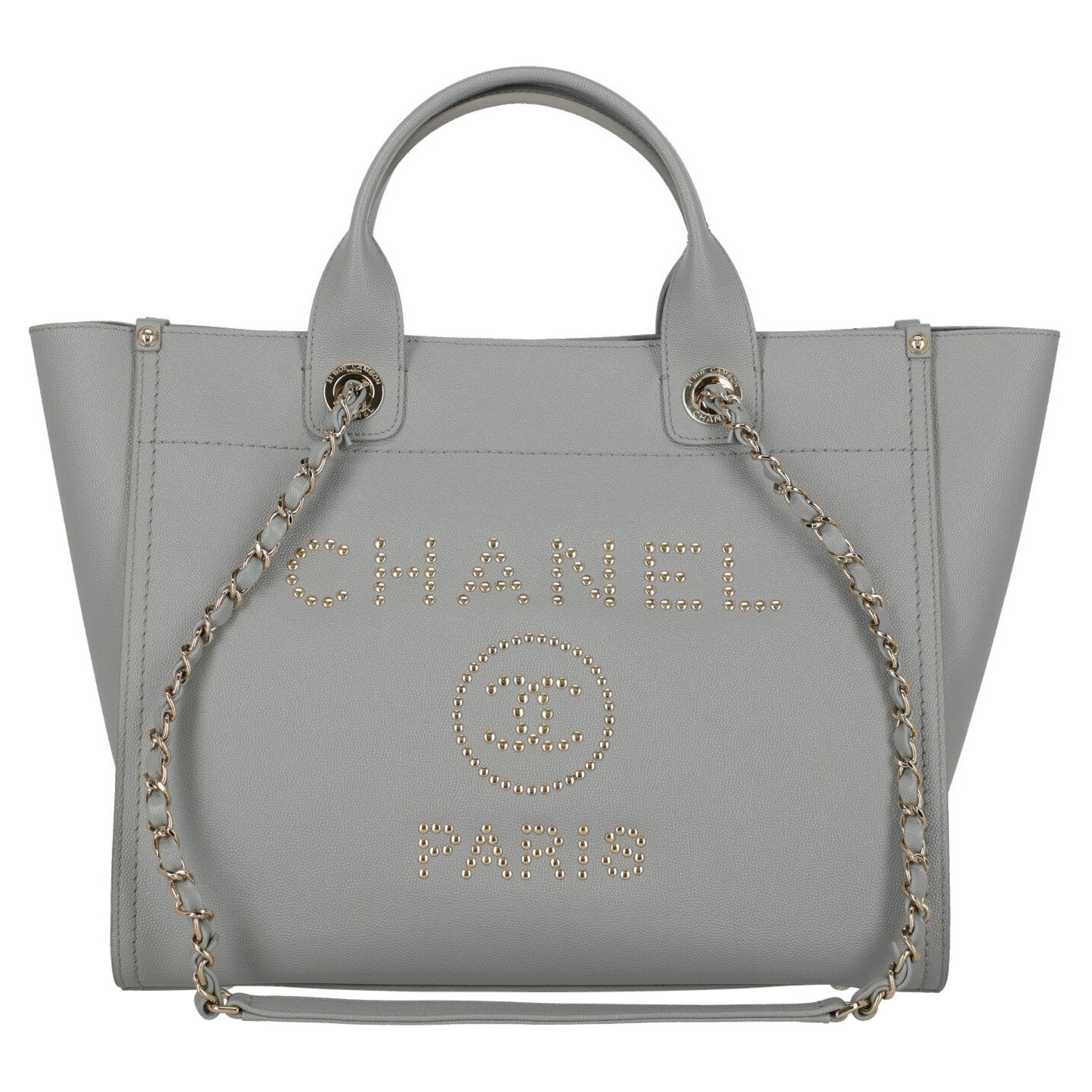 Chanel Women Handbags Deauville Grey Leather For Sale