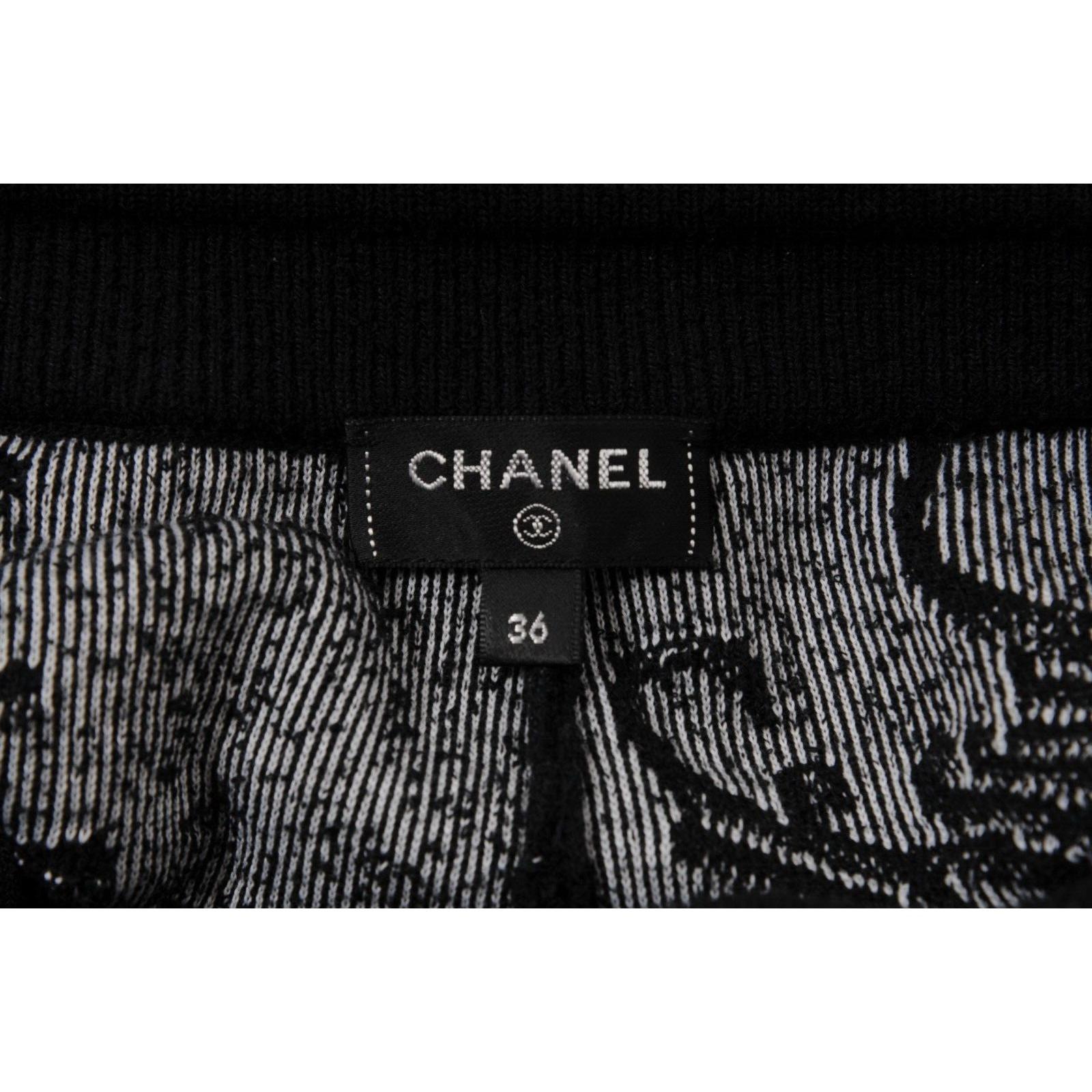 Chanel Mujer León CC Logo Pantalones Cortos Talla 36 Negro Blanco Elástico Cintura Tigre Sol en venta 3