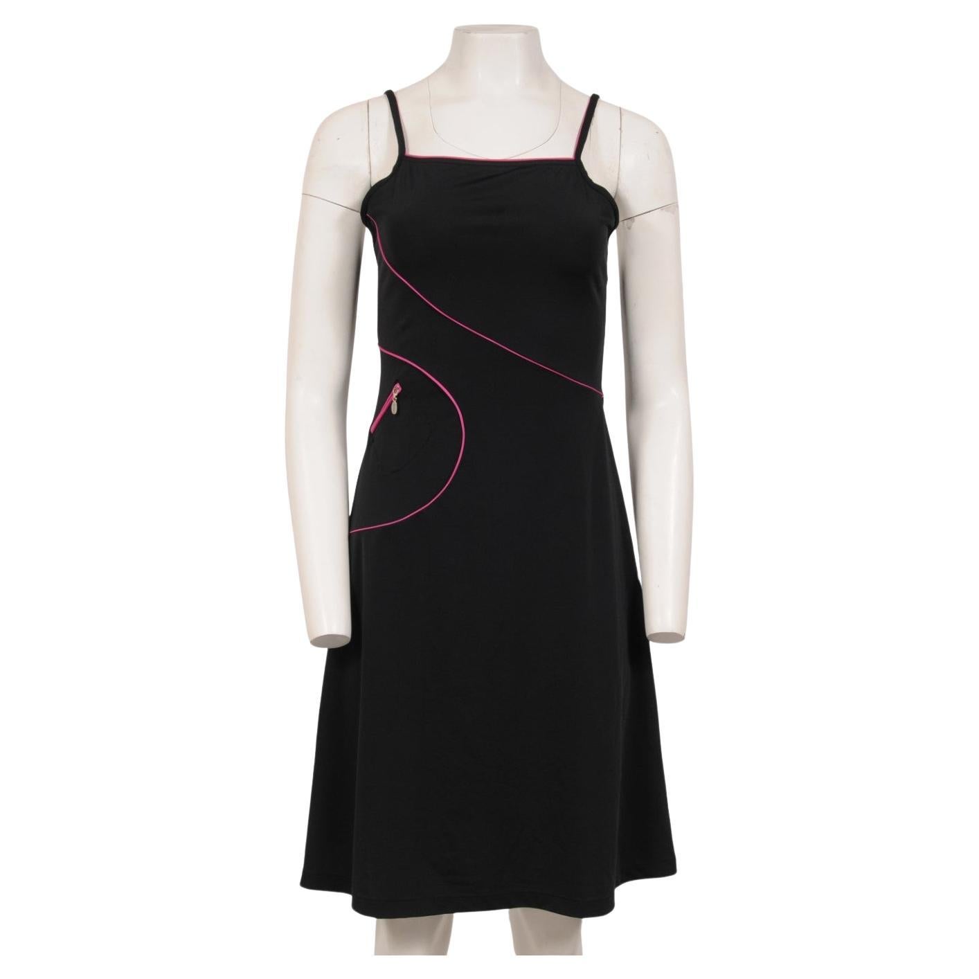 Chanel Damen Midikleid Vintage 2000s Größe FR 40 Schwarz Rosa Polyamid Ärmellos im Angebot