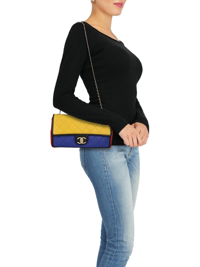 Chanel Women Shoulder bags Timeless Navy, Red, Yellow Leather at 1stDibs
