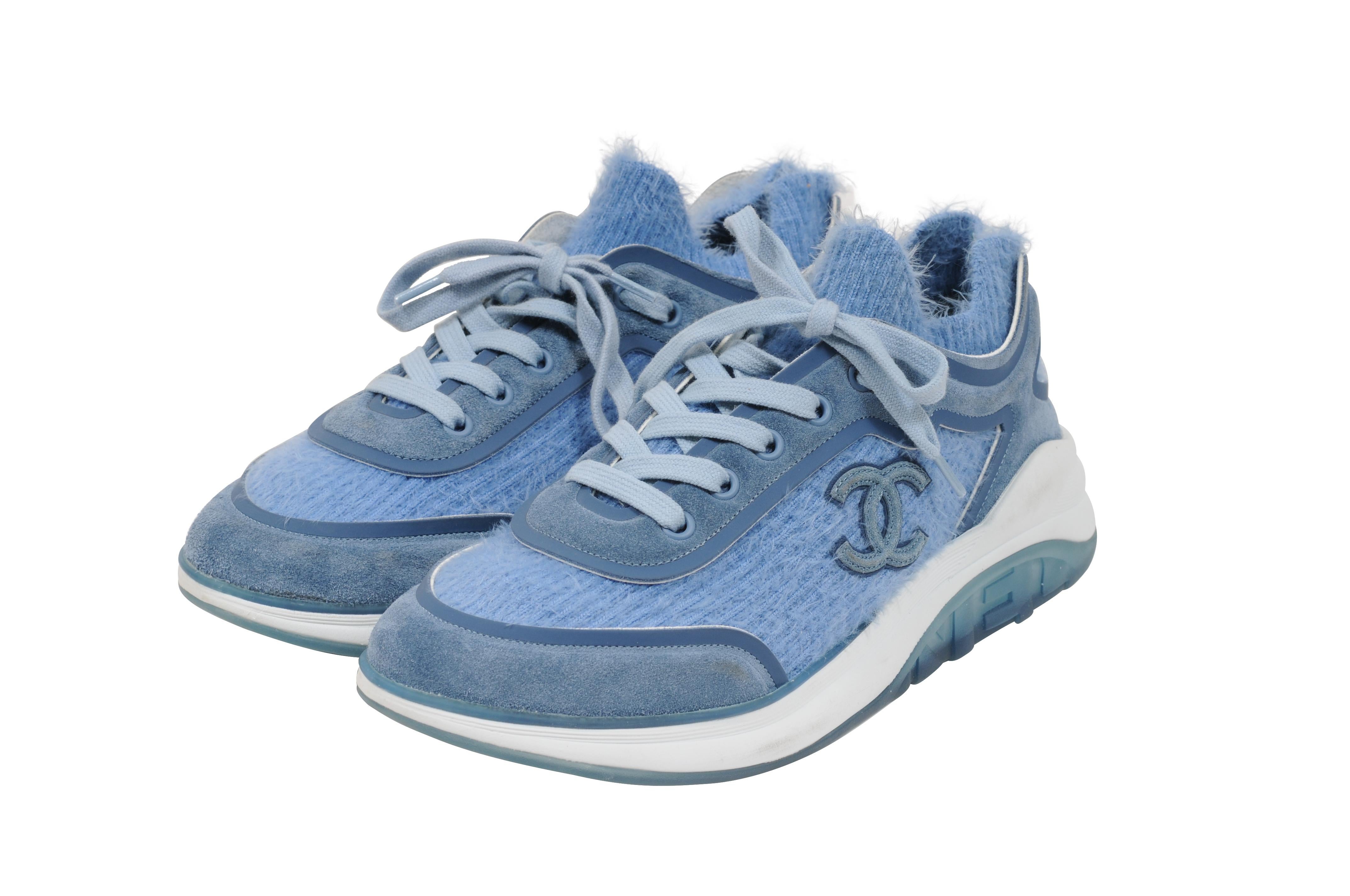 Chanel Mujer Sport Sprint Sneakers Talla 38 US 8 Azul Cachemira Low Top Trainers en Excelente estado para la venta en North Miami, FL