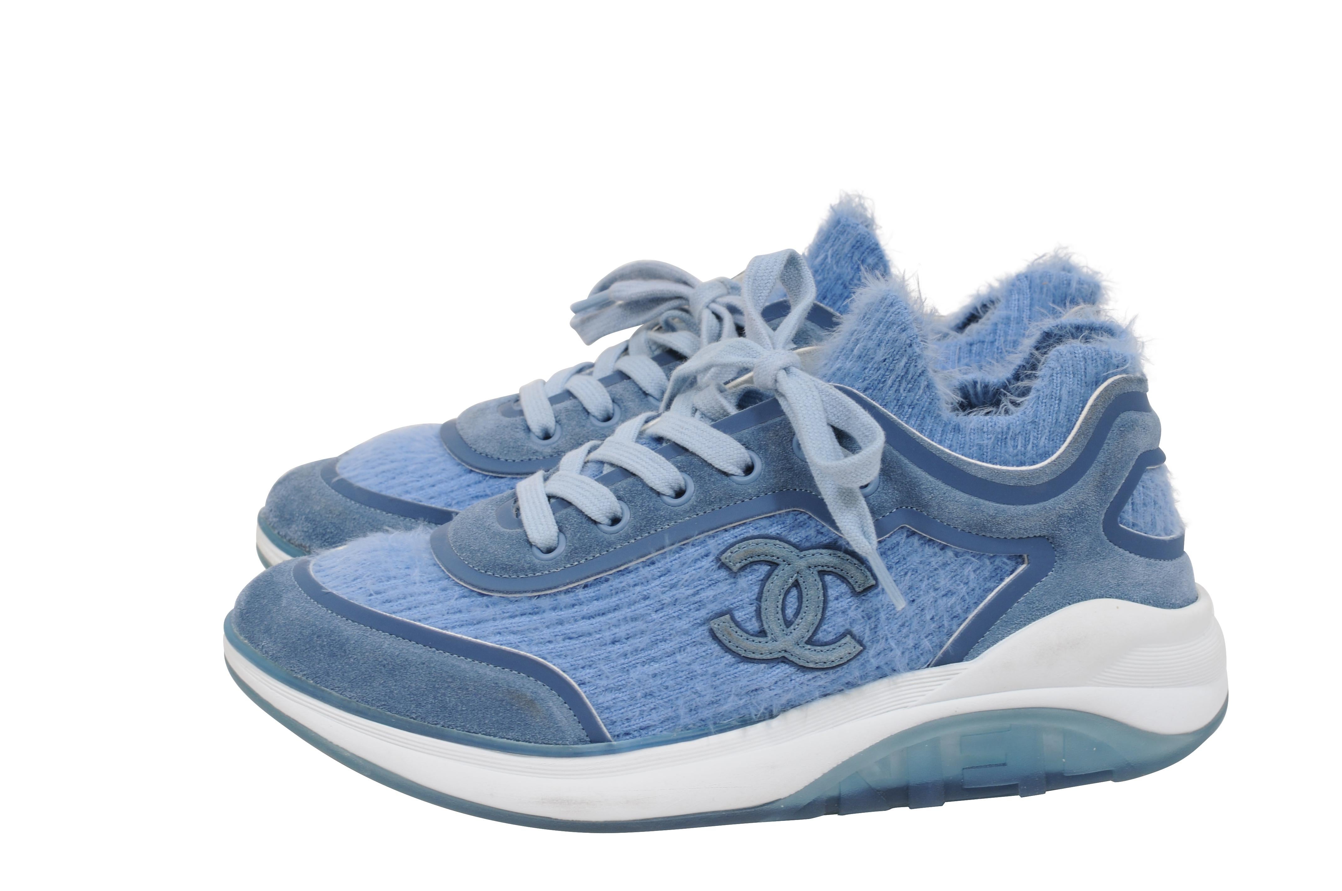 De las mujeres Chanel Mujer Sport Sprint Sneakers Talla 38 US 8 Azul Cachemira Low Top Trainers en venta