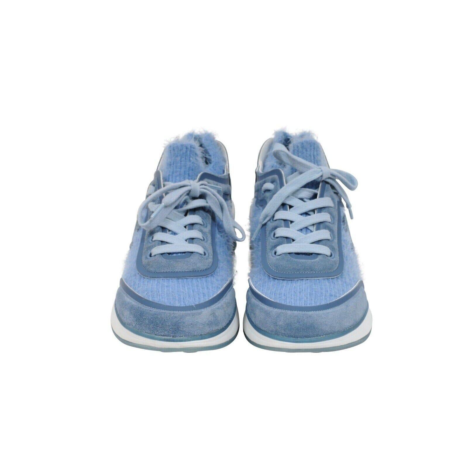 Chanel Frauen Sport Sprint Sneakers Größe 38 US 8 Blau Kaschmir Low Top Trainers im Angebot 1