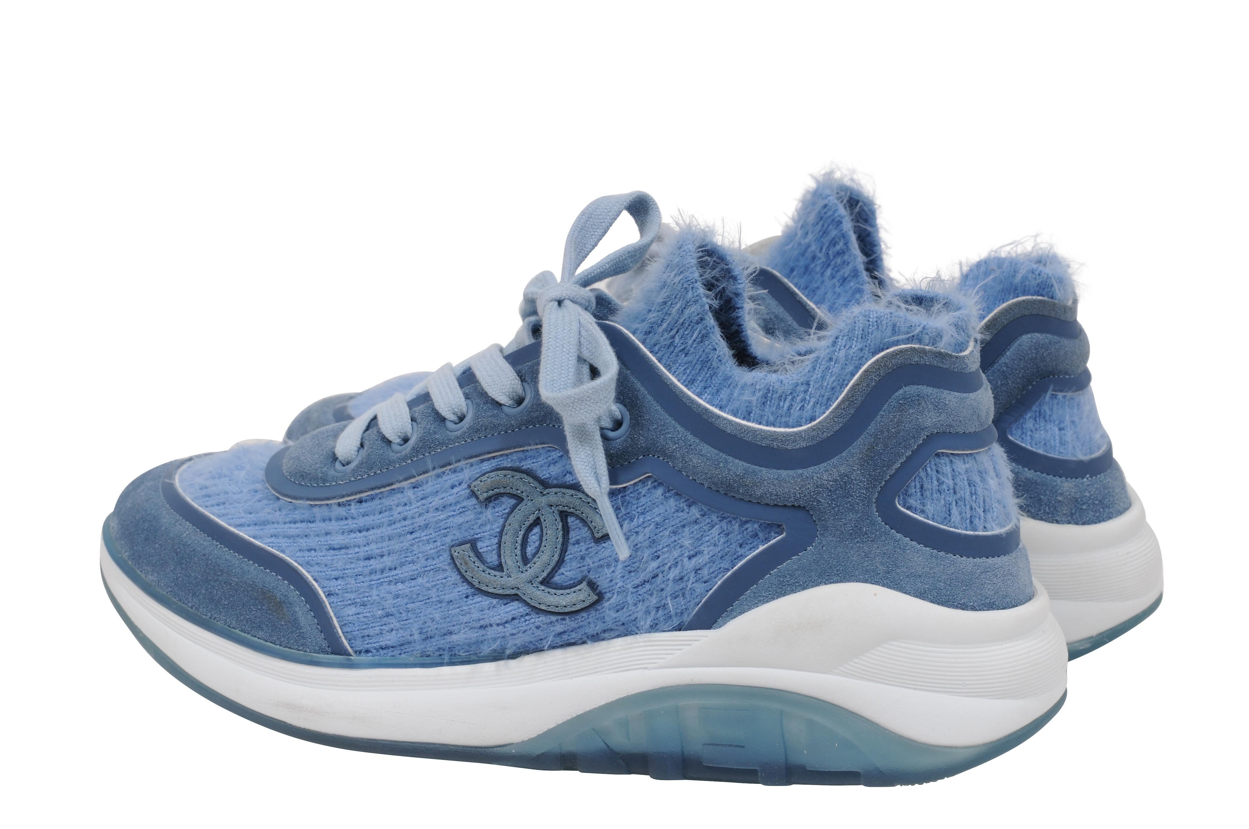 Chanel Mujer Sport Sprint Sneakers Talla 38 US 8 Azul Cachemira Low Top Trainers en venta 1