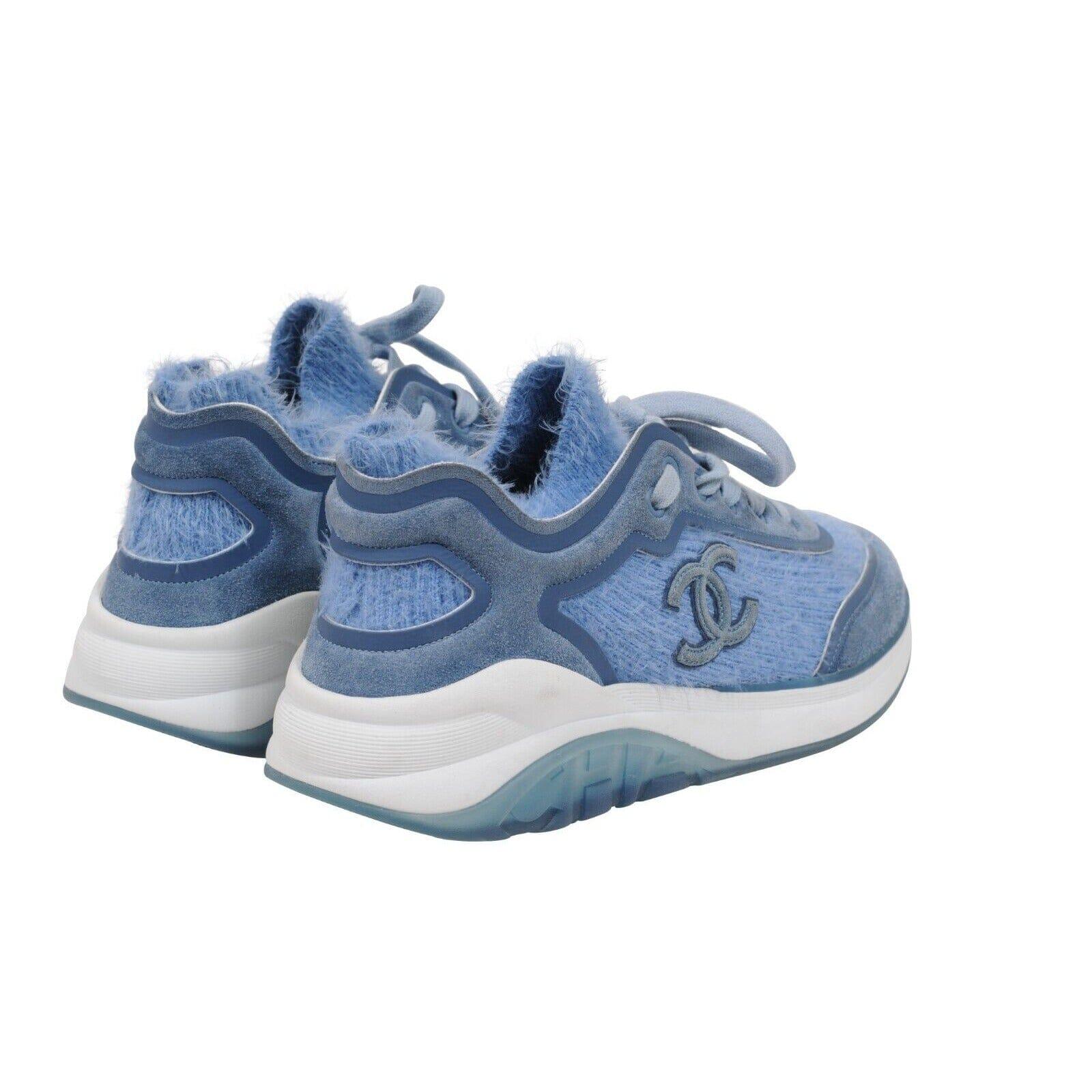 Chanel Frauen Sport Sprint Sneakers Größe 38 US 8 Blau Kaschmir Low Top Trainers im Angebot 4
