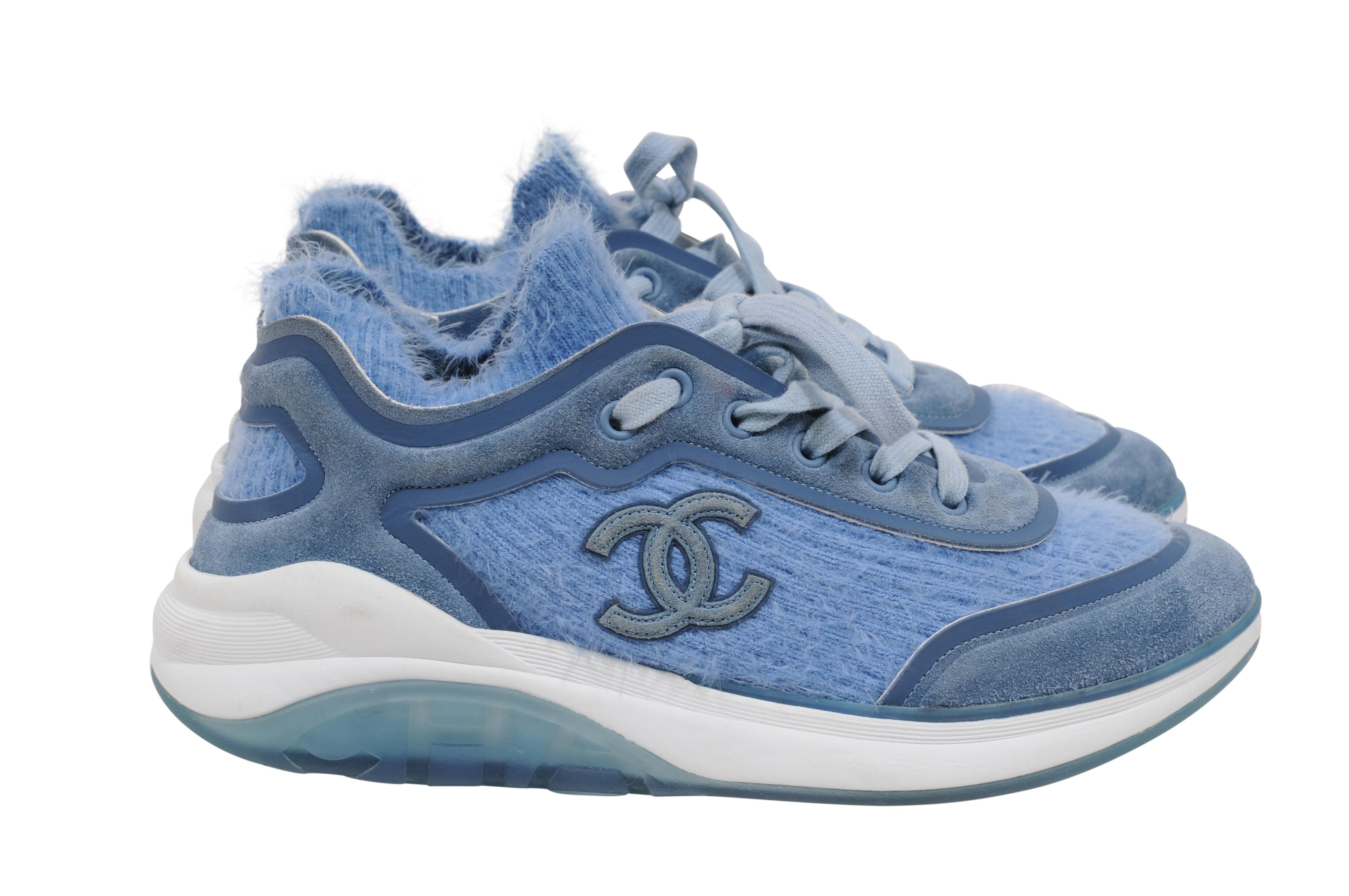 Chanel Mujer Sport Sprint Sneakers Talla 38 US 8 Azul Cachemira Low Top Trainers en venta 4
