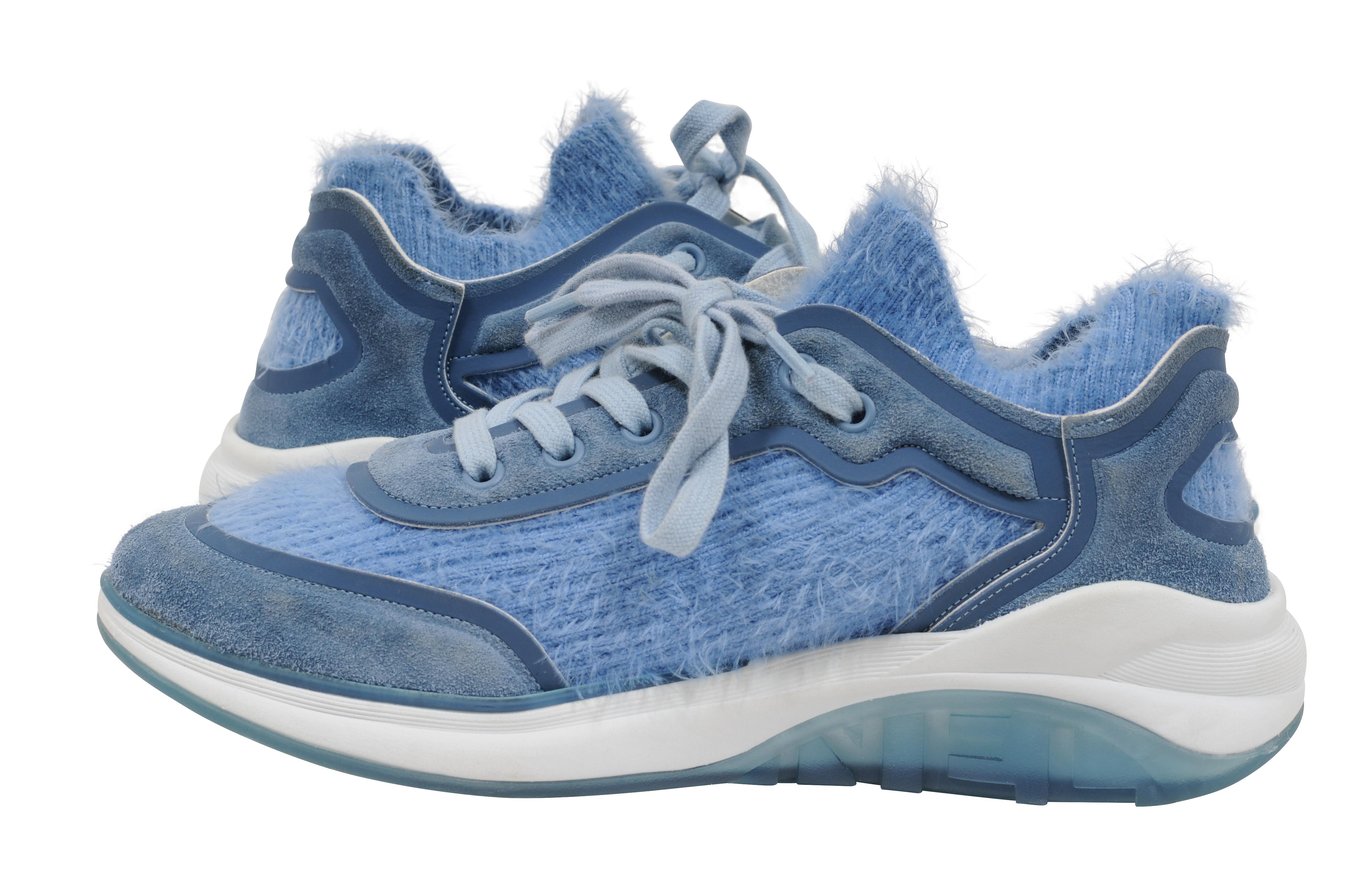 Chanel Mujer Sport Sprint Sneakers Talla 38 US 8 Azul Cachemira Low Top Trainers en venta 5