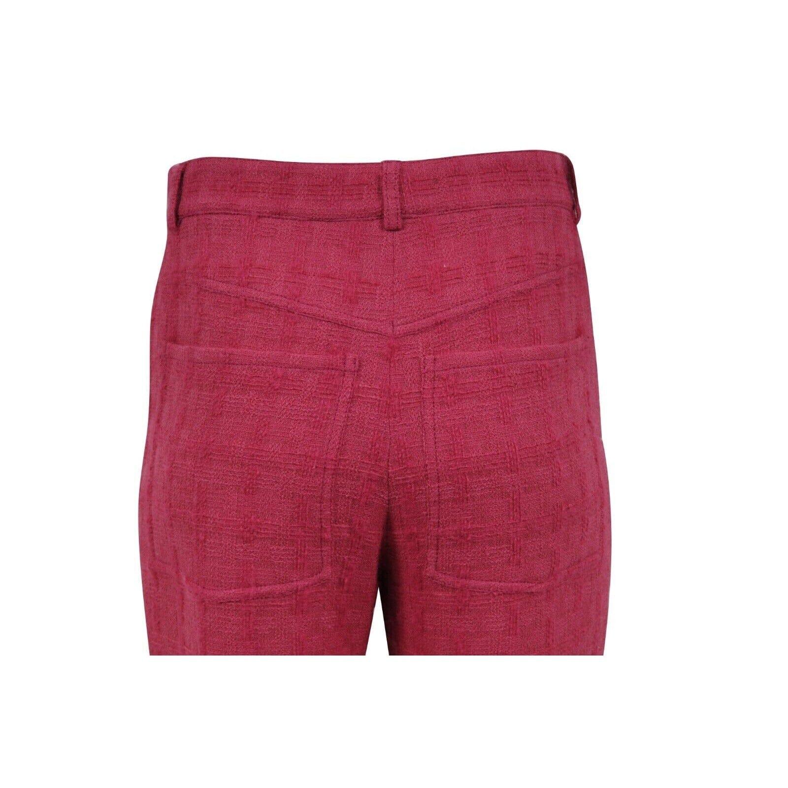 Chanel Frauen weites Bein Hose Größe 38 US6 Rose Rosa 100% Wolle Tweed stricken Hose im Angebot 5