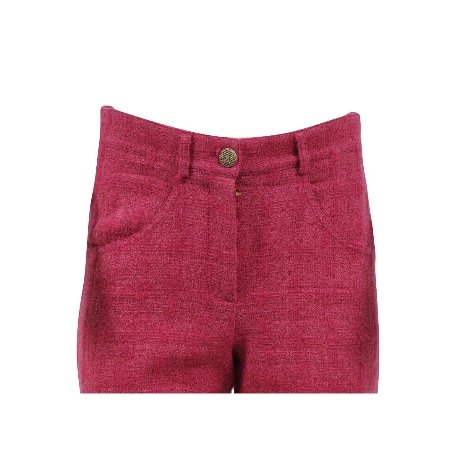 Chanel Frauen weites Bein Hose Größe 38 US6 Rose Rosa 100% Wolle Tweed stricken Hose im Angebot 6