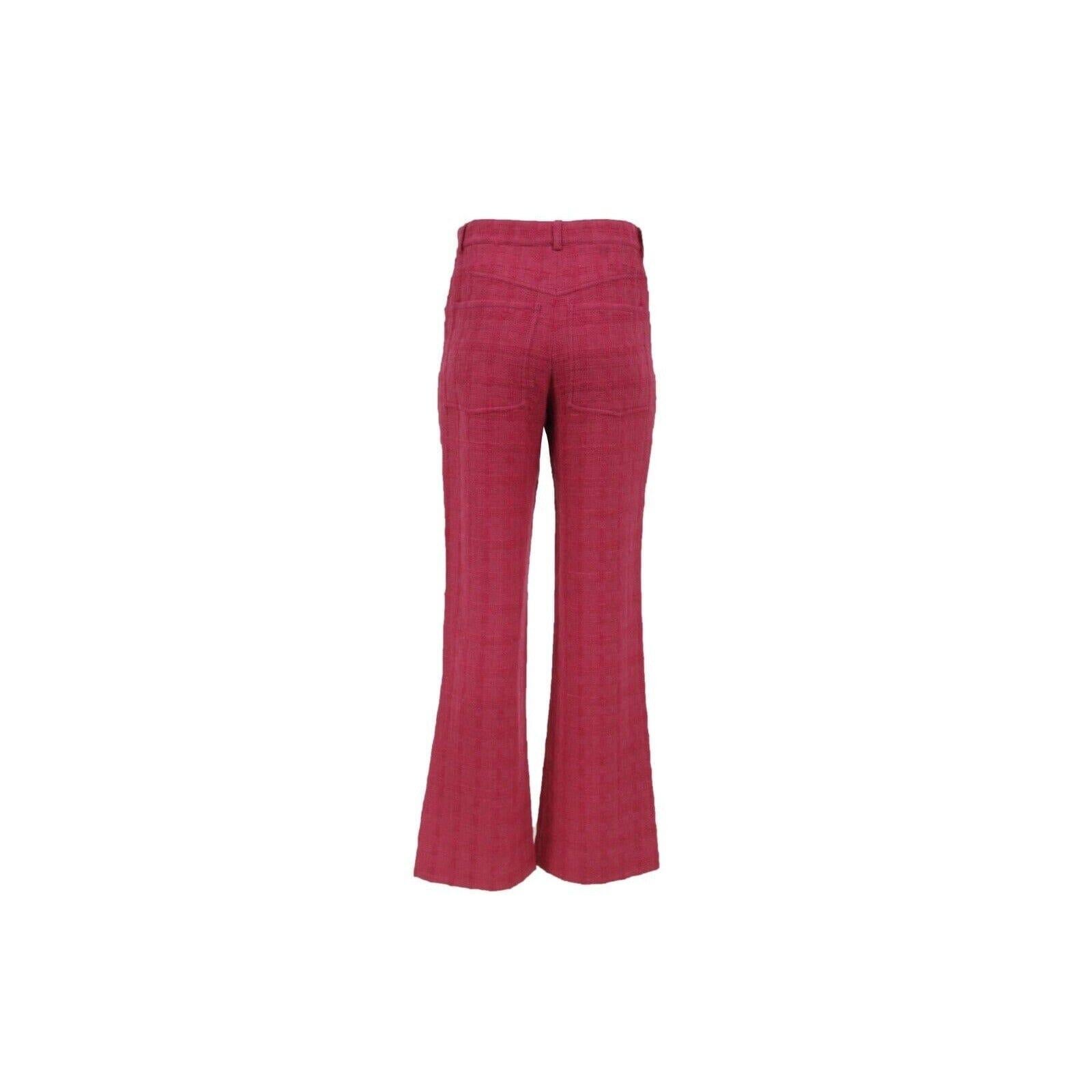 Chanel Frauen weites Bein Hose Größe 38 US6 Rose Rosa 100% Wolle Tweed stricken Hose im Angebot 7