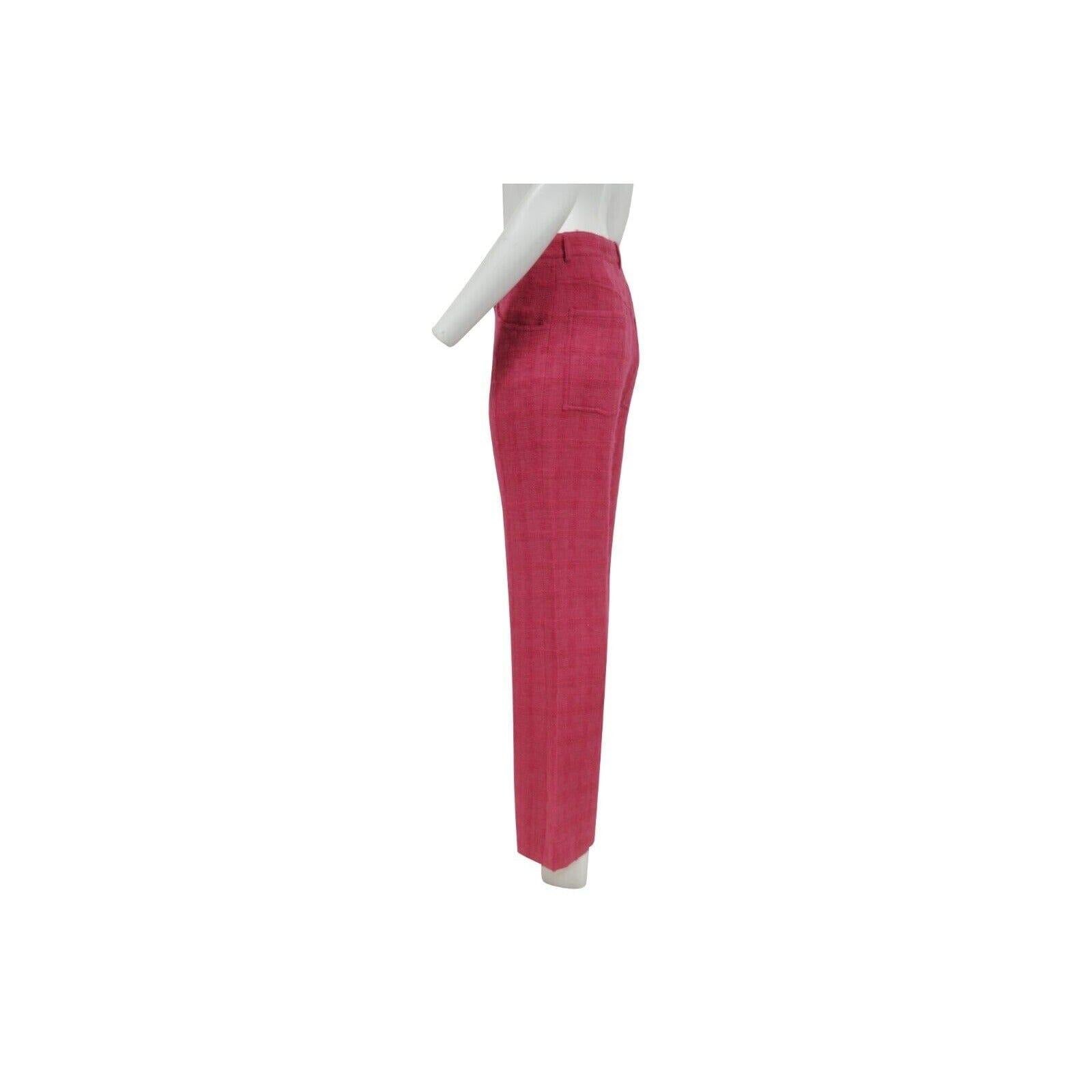 Chanel Frauen weites Bein Hose Größe 38 US6 Rose Rosa 100% Wolle Tweed stricken Hose (Pink) im Angebot