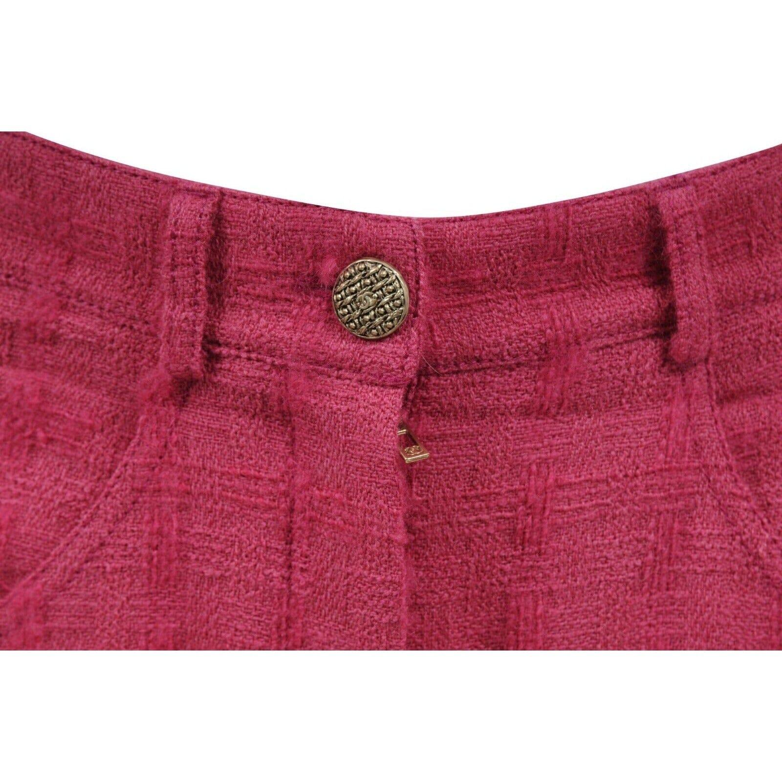 Chanel Frauen weites Bein Hose Größe 38 US6 Rose Rosa 100% Wolle Tweed stricken Hose im Zustand „Gut“ im Angebot in North Miami, FL