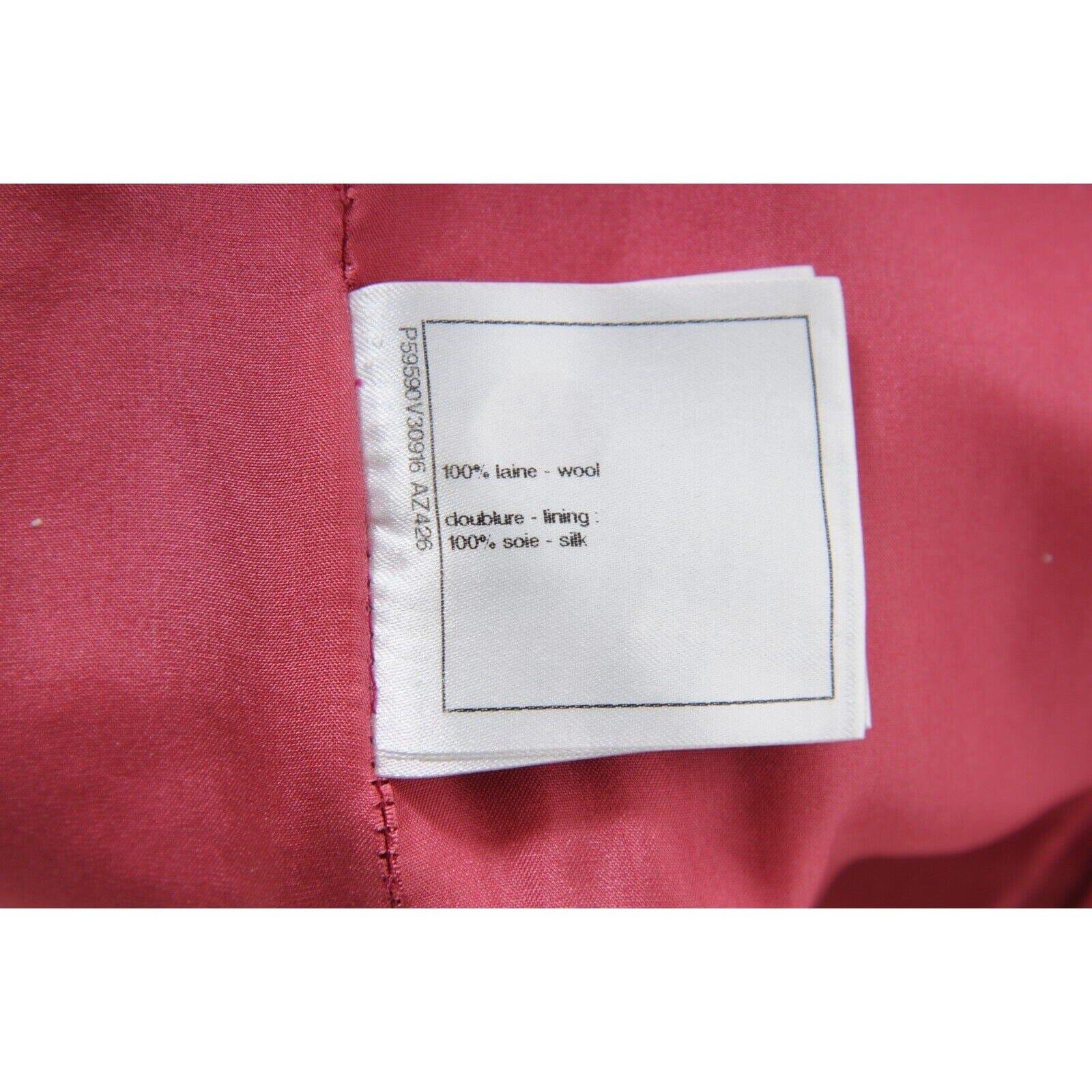 Chanel Frauen weites Bein Hose Größe 38 US6 Rose Rosa 100% Wolle Tweed stricken Hose im Angebot 3