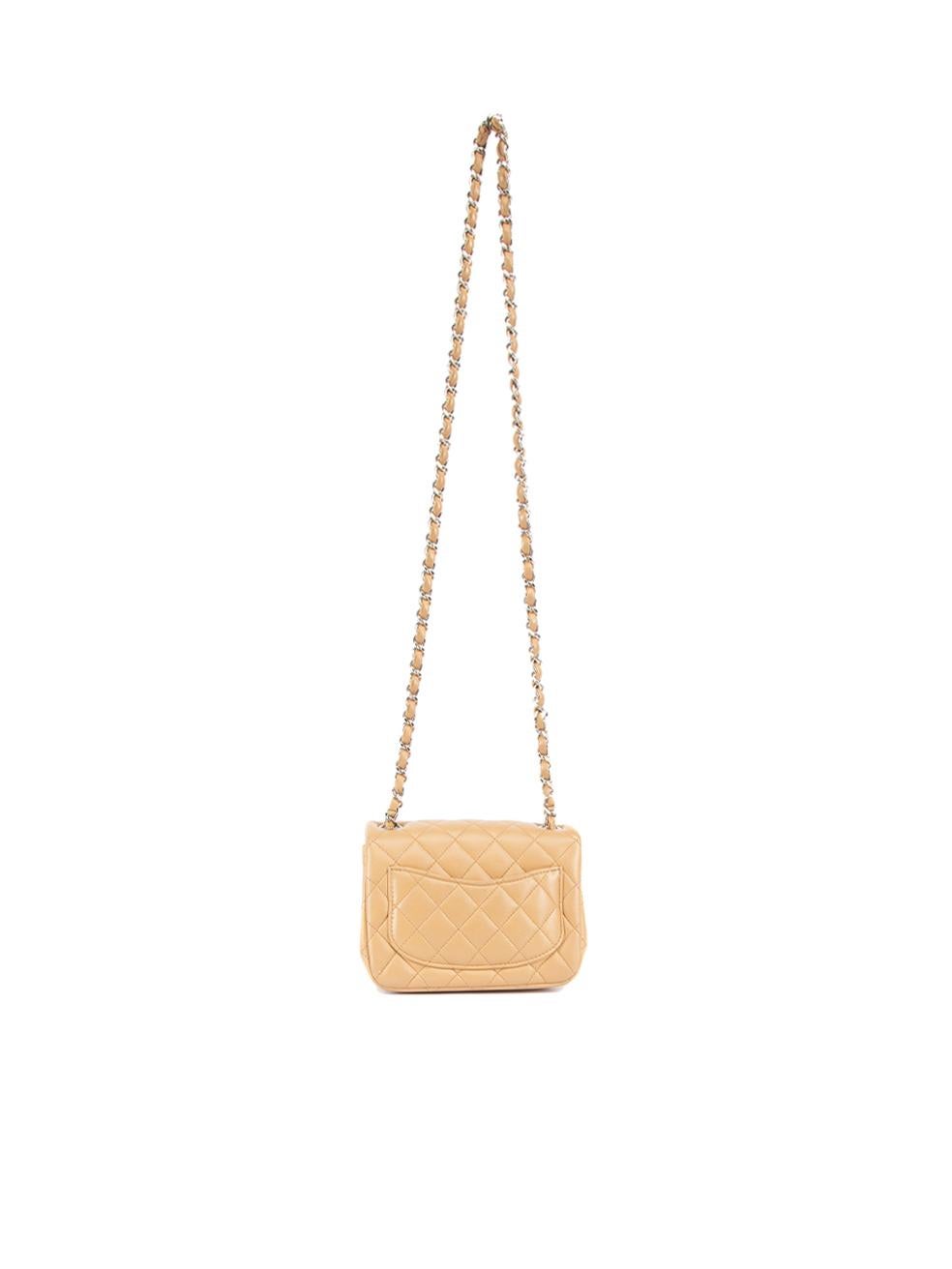 Chanel Women's 2018-19 Beige Mini Square Flap Bag In Excellent Condition In London, GB