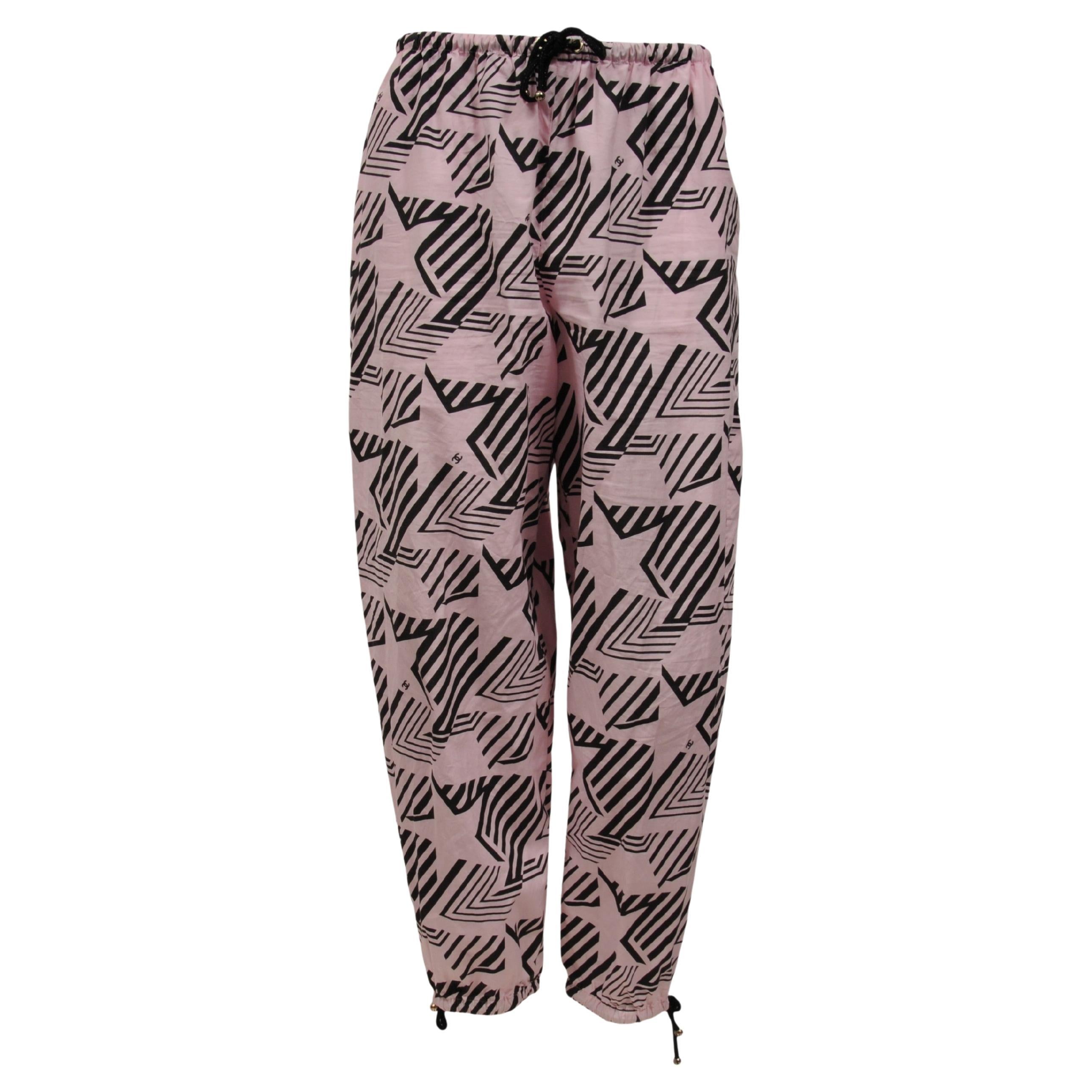 Chanel Womens 2023 Coco Beach Star Print Rosa Schwarz Hose IT 40 Jogger Hose