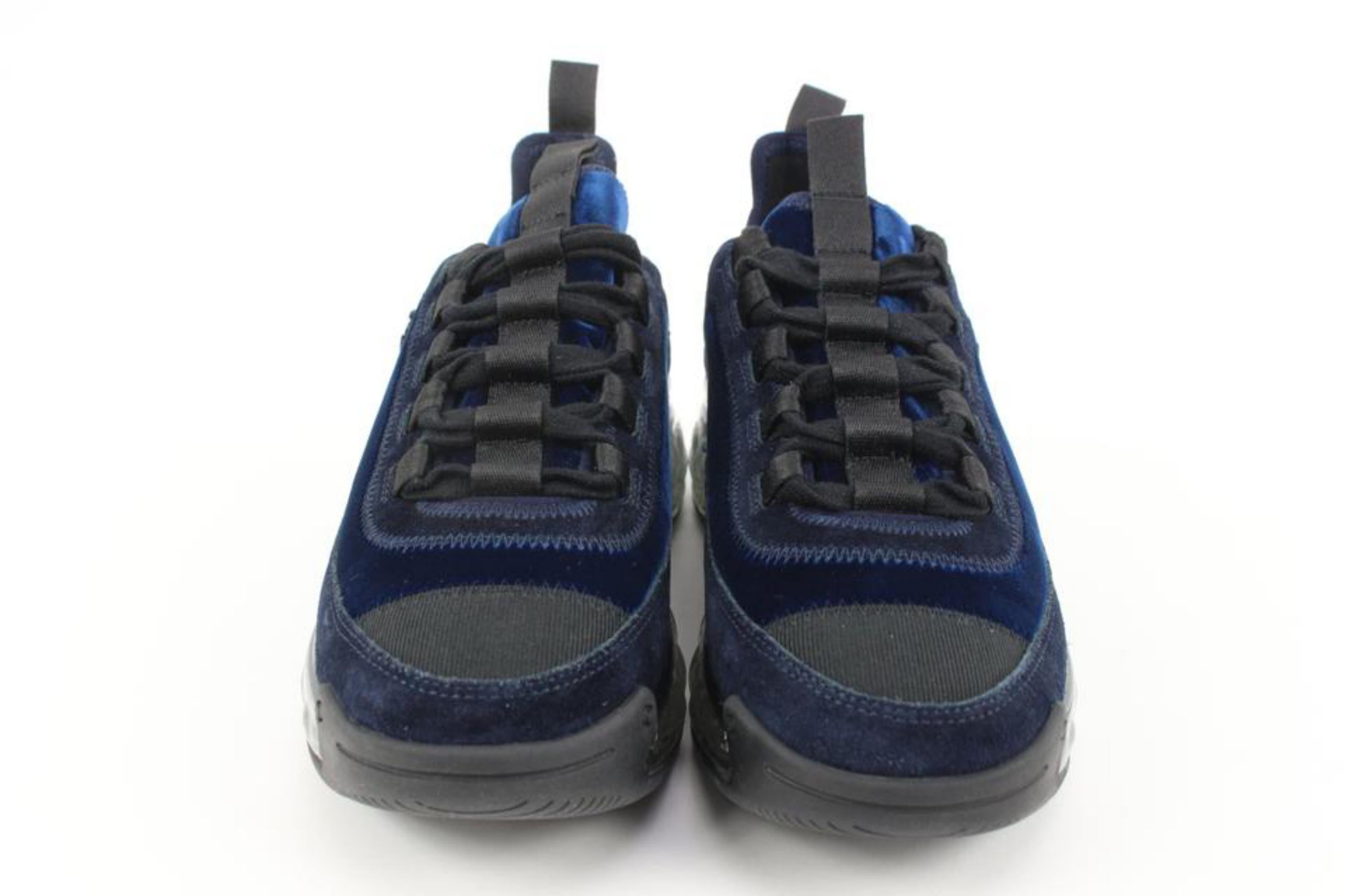 Chanel Women's 20A Blue Velvet Quilted Clear Platform Bubble Sneakers 44c217s In New Condition In Dix hills, NY