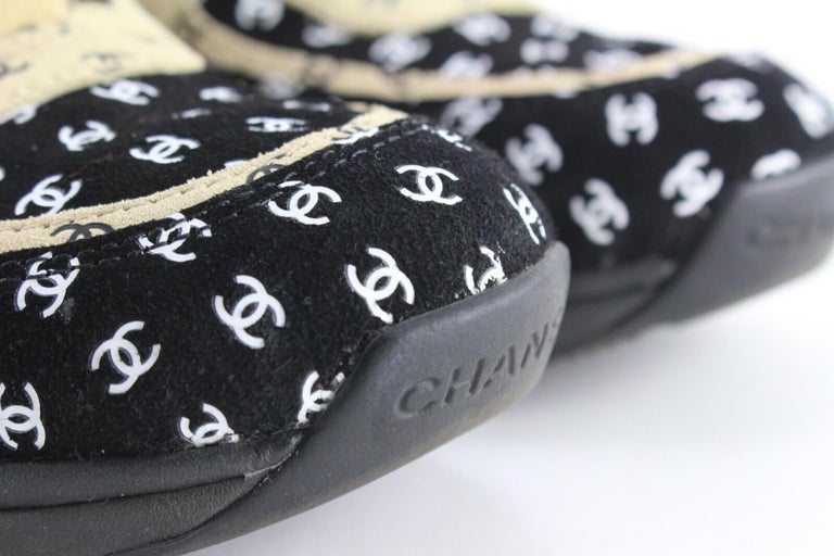 Chanel Women''s 36 Light Brown x Black CC All Over Trainer Sneaker 1CJ0106  For Sale at 1stDibs