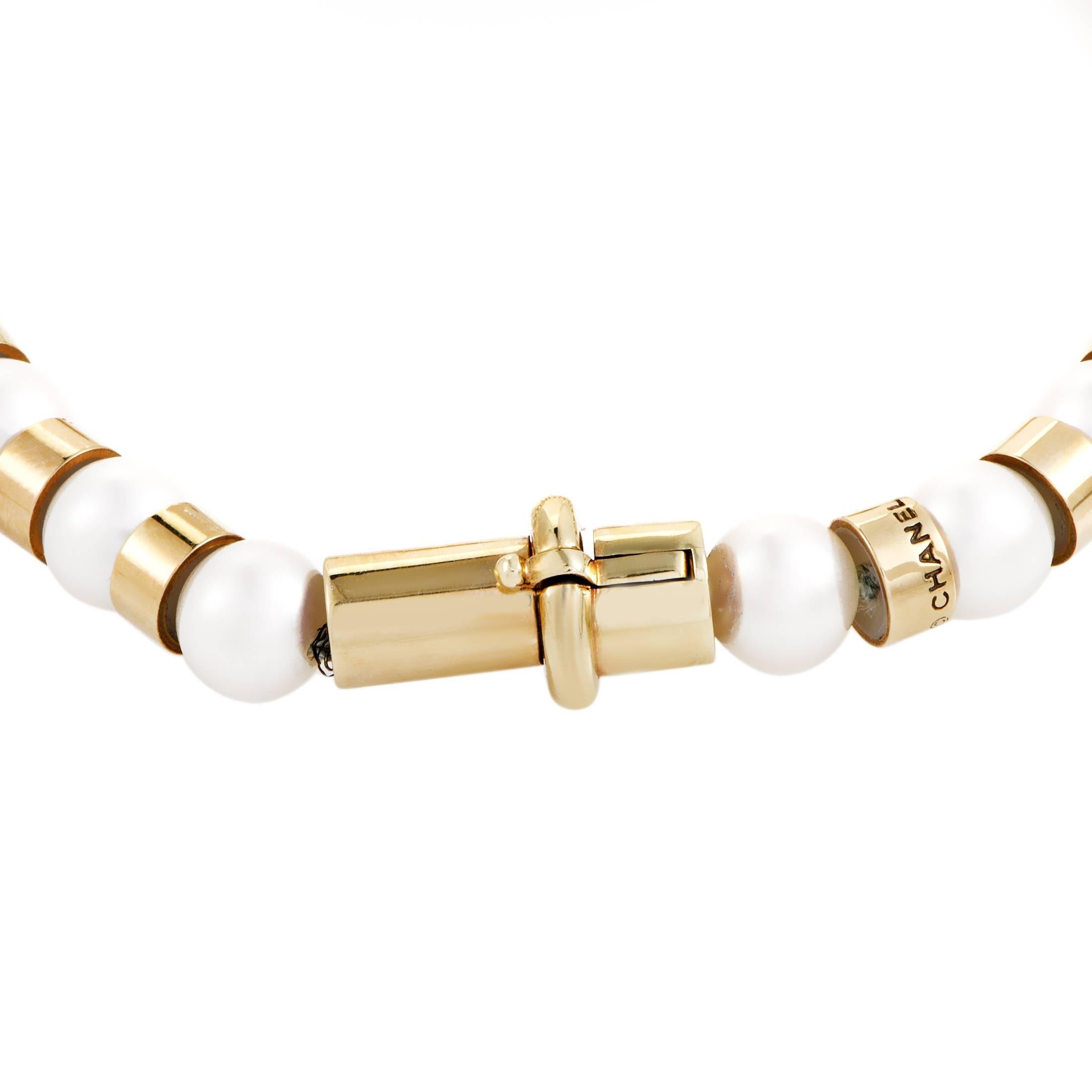 Women's Chanel Women’s Baroque 18 Karat Yellow Gold Pearl Beads Long Strand Necklace