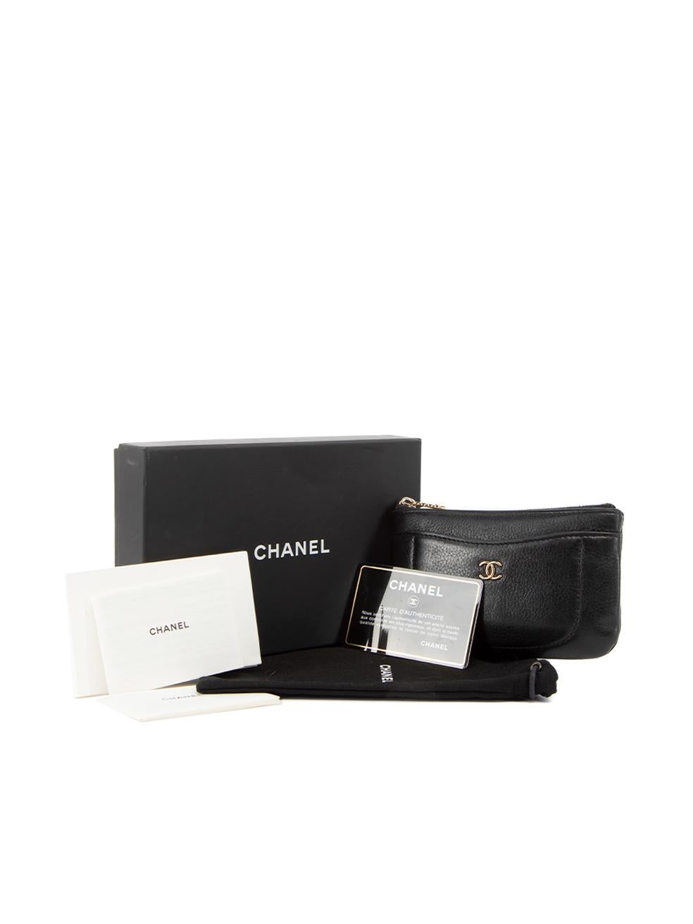 Chanel Women's Black Leather CC Zip Top Coin Purse 4