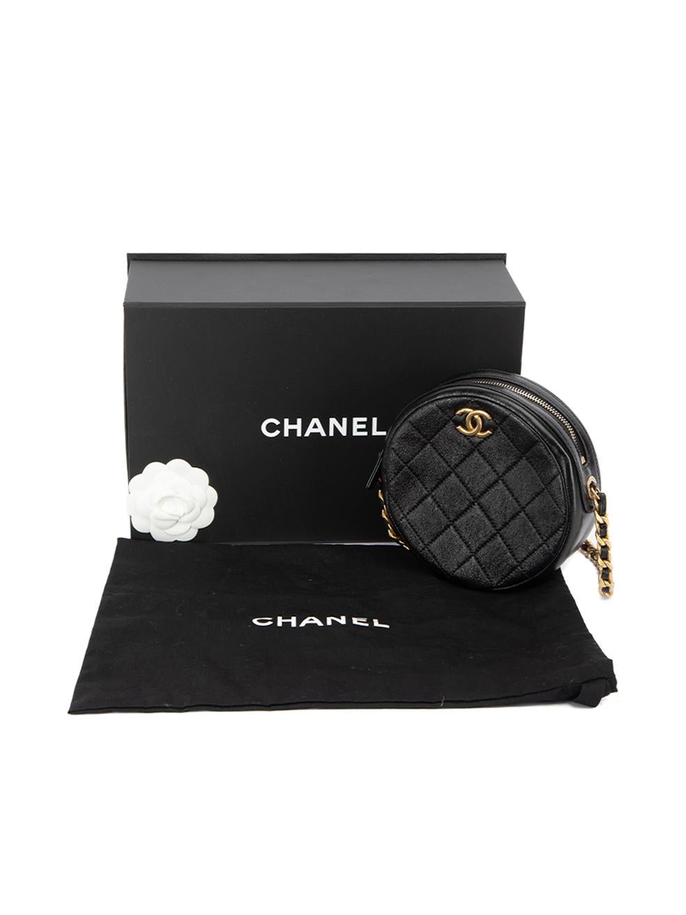 Chanel Women's Black Leather Round Chain Clutch 2