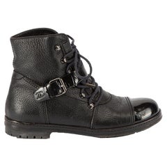Chanel Women's Black Military Style Lace Up Boots