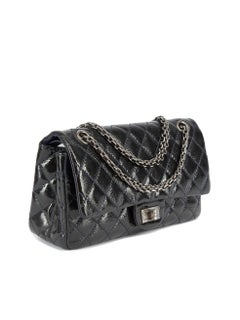 Chanel Women's Black Patent Leather Quilted 2.55 Classic Flap Bag