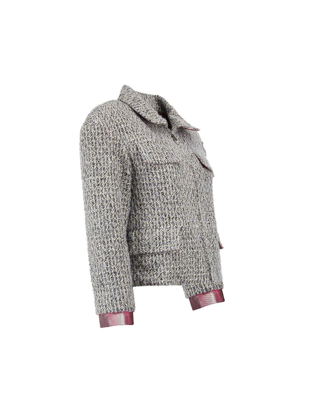 CONDITION is Very good. Minimal wear to coat is evident. Pilling to outer material, a couple of loose thread to external material and to the lining on this used Chanel designer resale item.   Details  Runway Piece Blue Tweed Fitted blazer Front zip