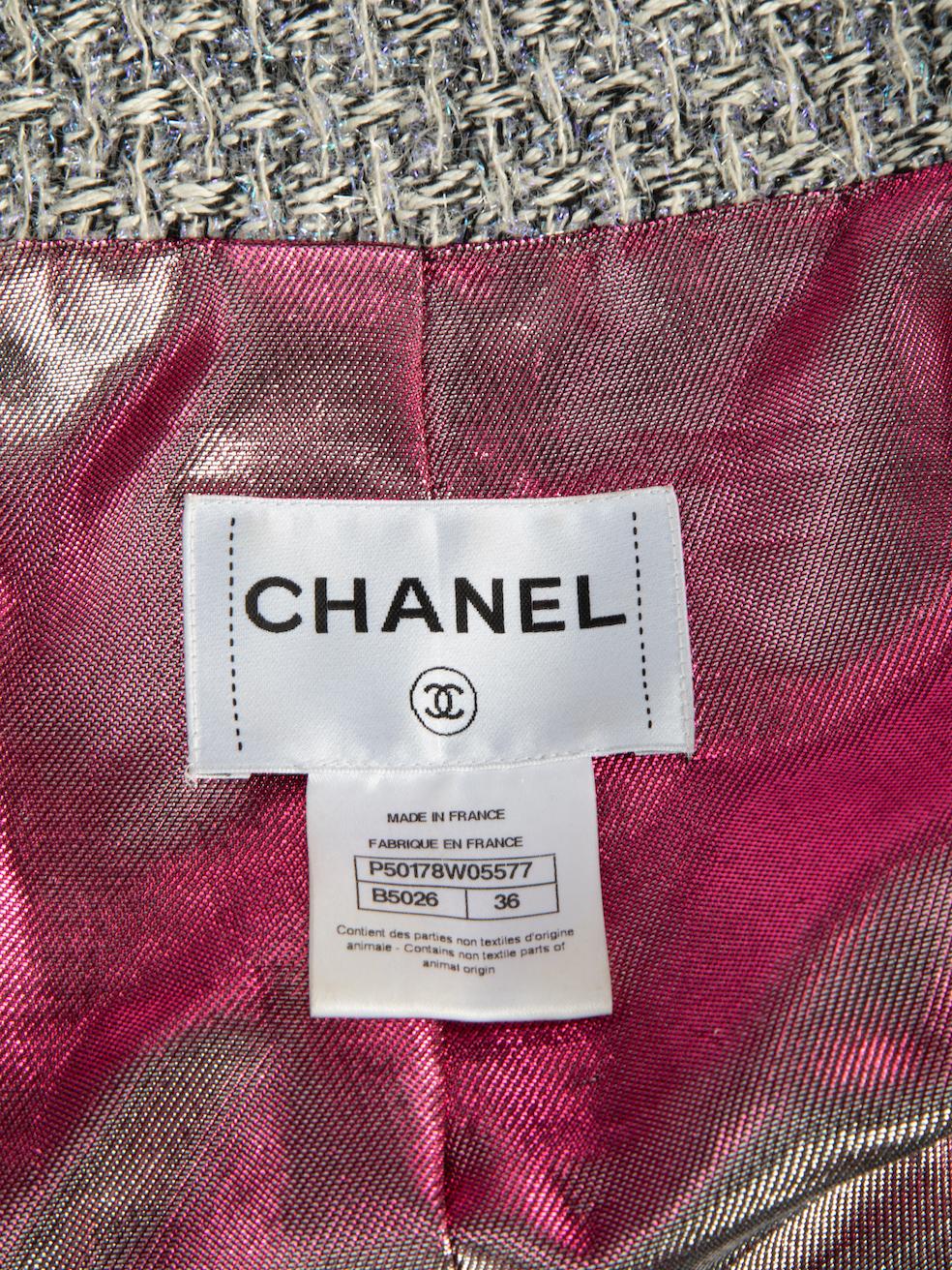 Chanel Women's Blue Tweed Fitted Cropped Jacket 1