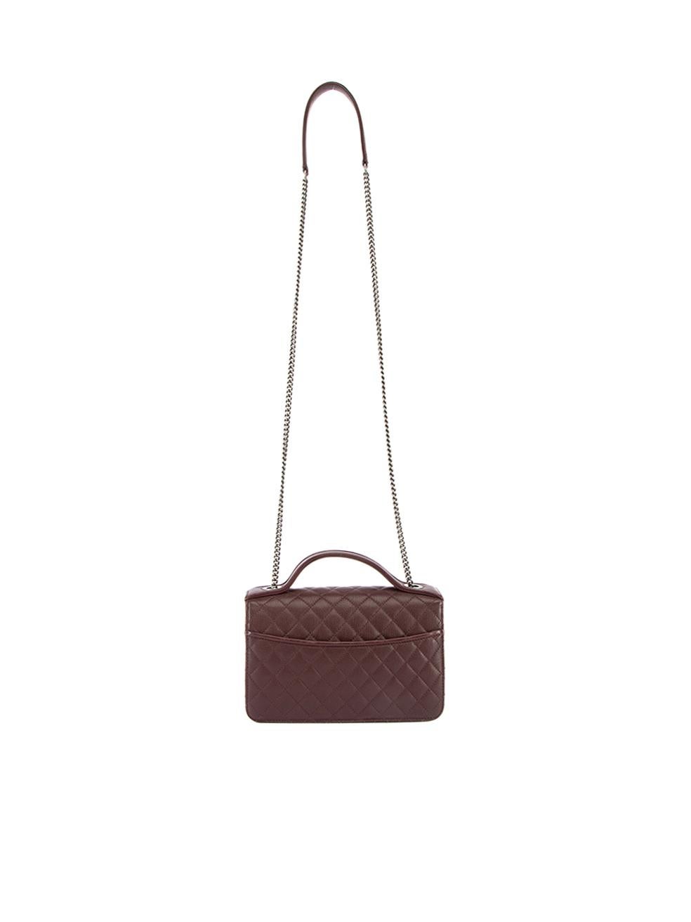 Chanel Women's Burgundy Mini University CC Flap Bag In Excellent Condition In London, GB