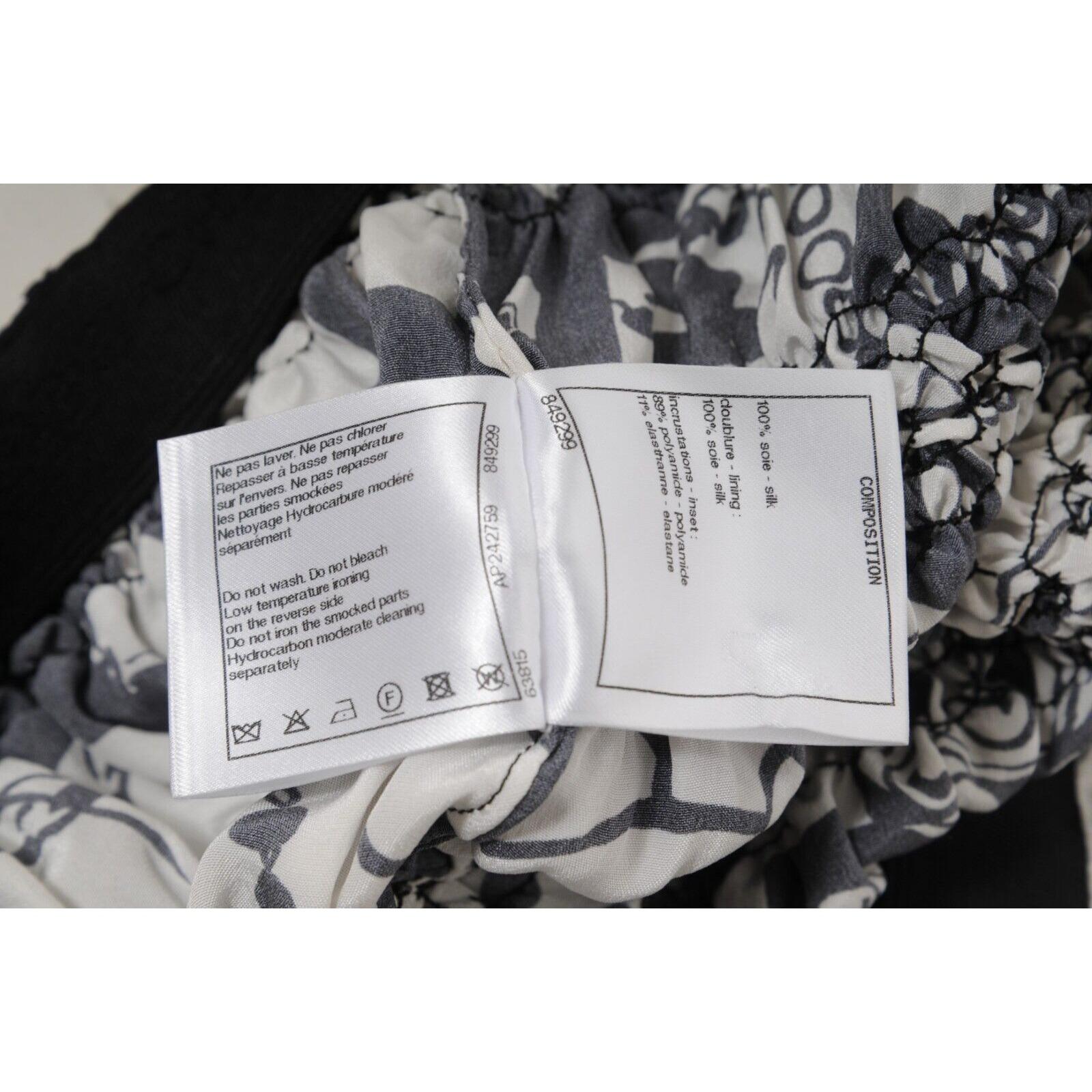 Chanel Damen CC Logo 22C Print Halter Top Größe IT 38 Weiß Schwarz Seide Bluse im Angebot 8
