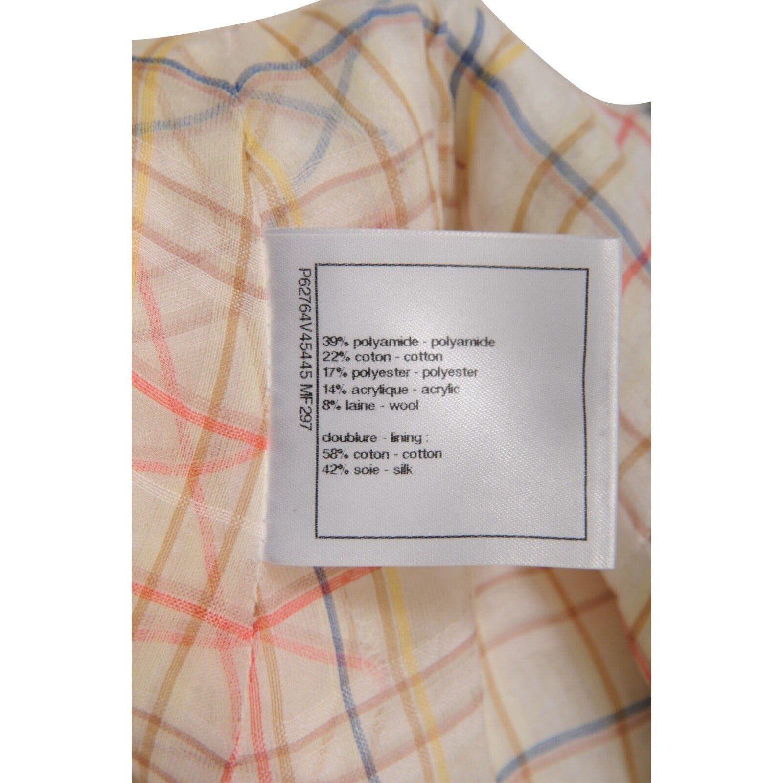 Chanel Womens CC Logo Mini Skirt 40 Nude Tan White Cargo Pocket Tweed Knit en vente 5