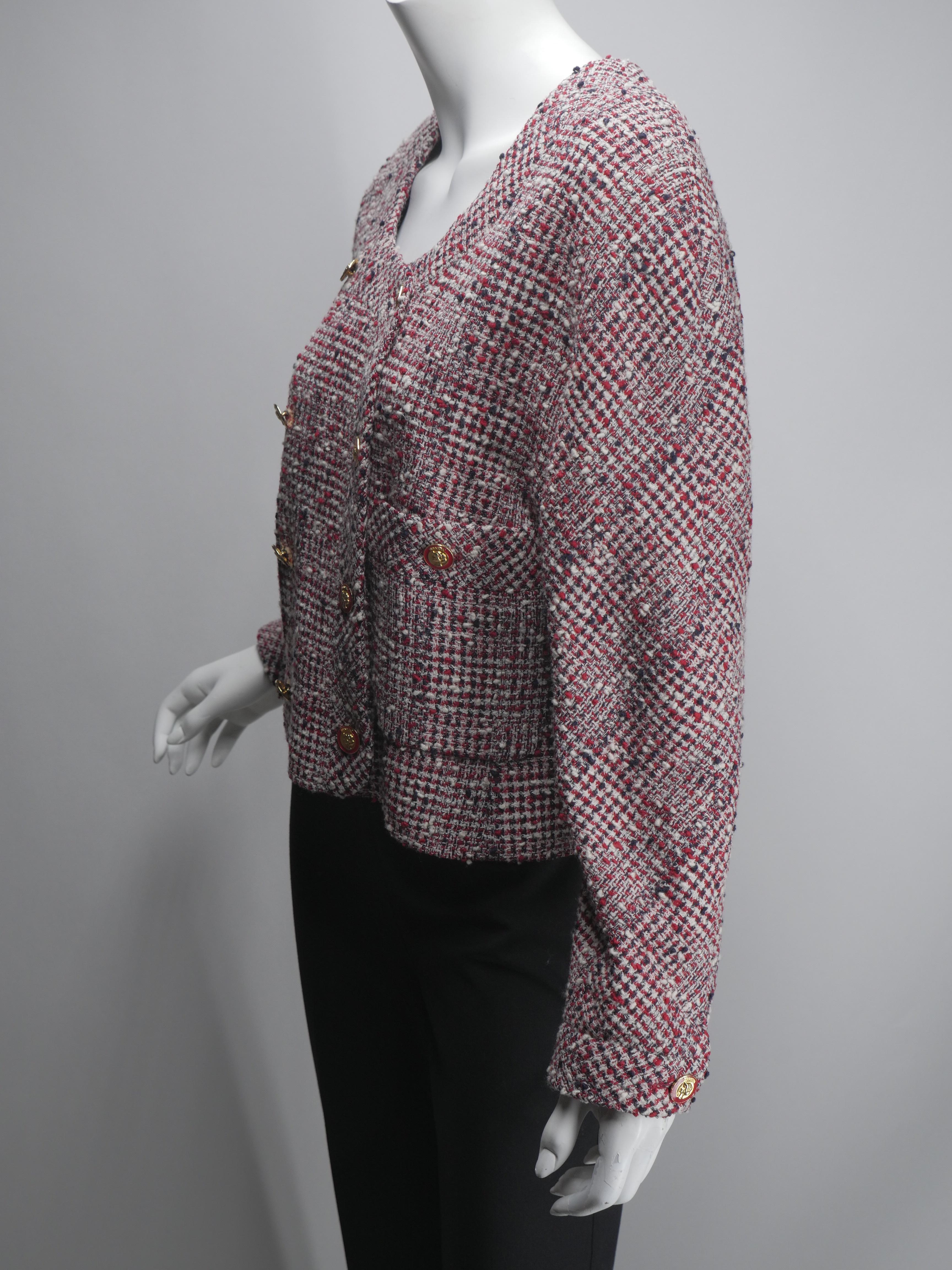 Chanel Women's Double-Breasted Tweed Cropped Jacket  6